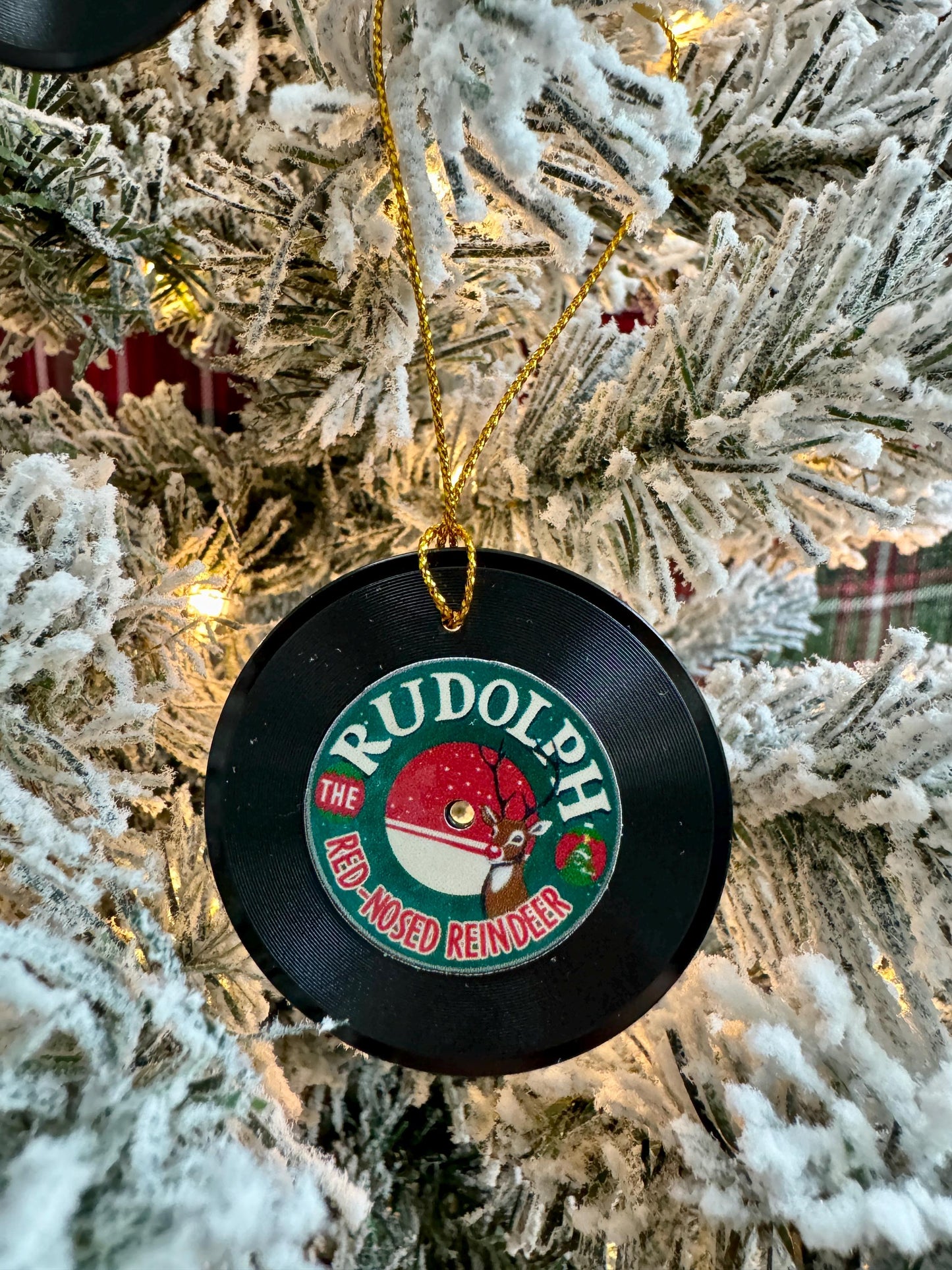 Vinyl Record Christmas Ornaments: Classic Song Designs, Set of 5