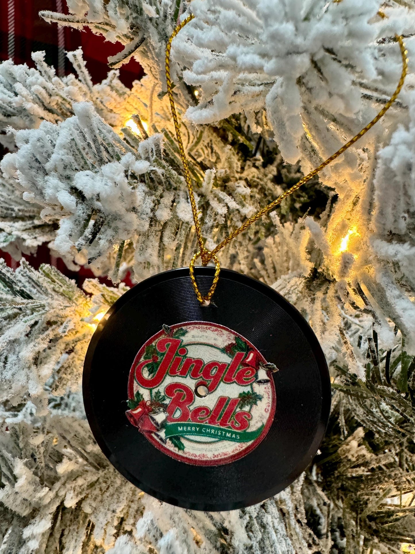 Vinyl Record Christmas Ornaments: Classic Song Designs, Set of 5