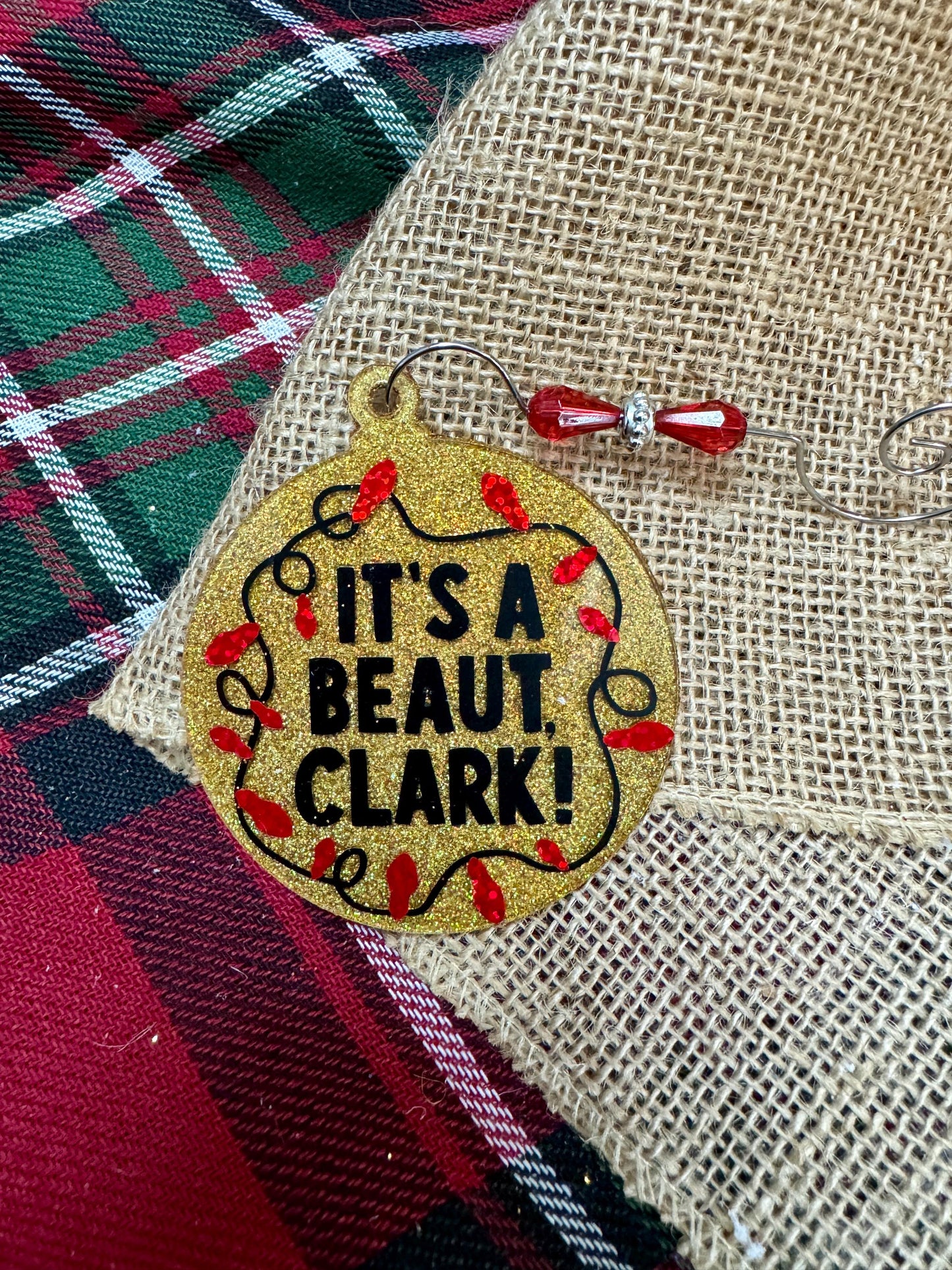 It's a Beaut, Clark' Christmas Lights Ornament - Festive Movie Quote, Glittery Decoration