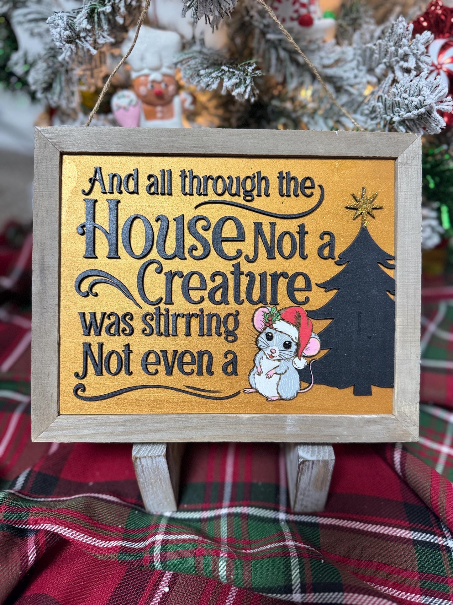 Handcrafted Christmas Sign: 'Not a Creature Was Stirring' 3D Wood Letters