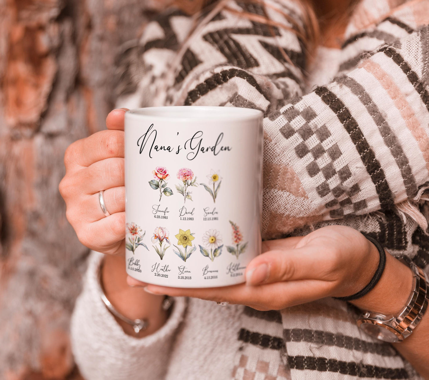 Custom 'Grandma's Garden' Mug - Personalized with Kids & Grandkids' Birth Flowers, 'Love Grows Here