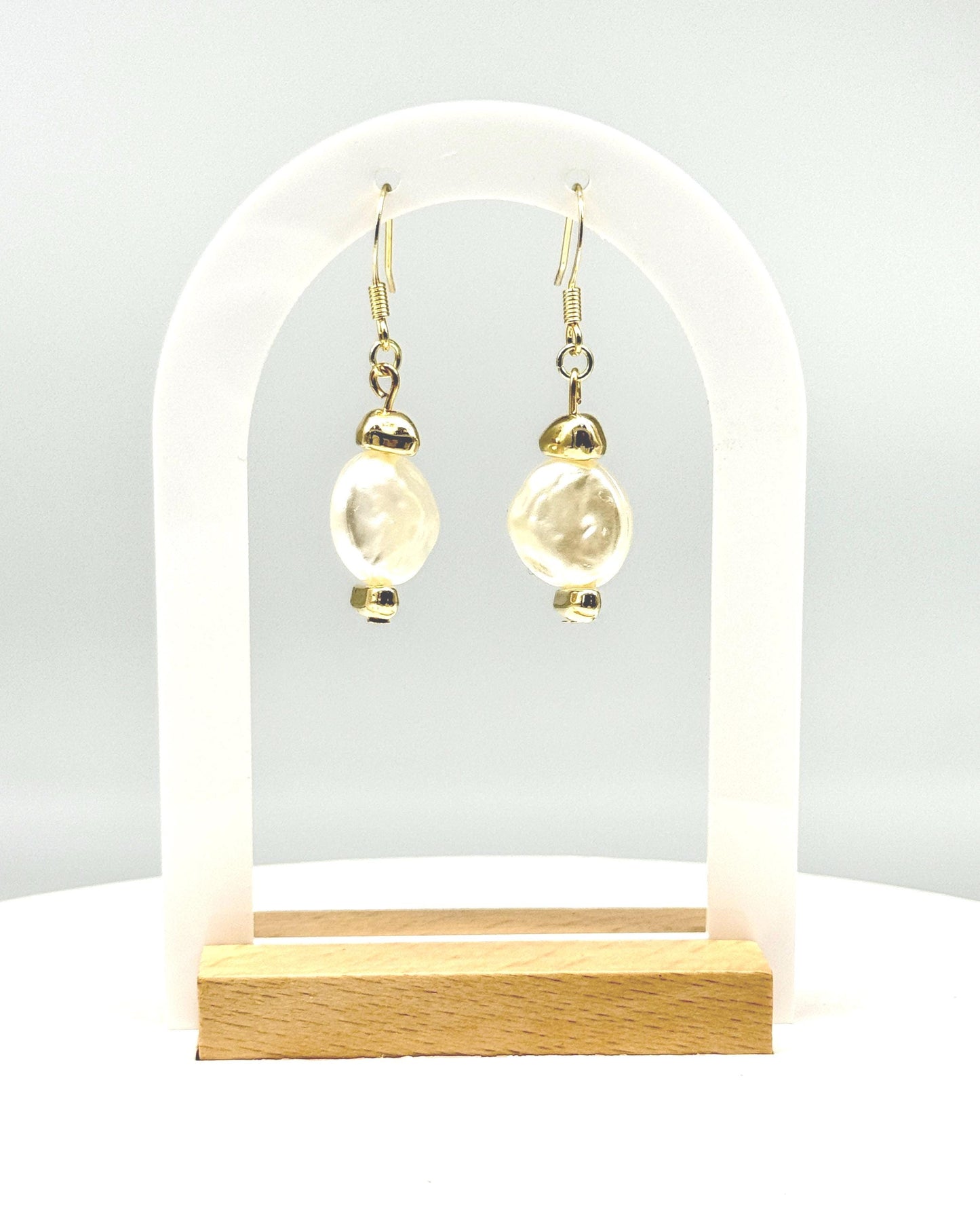 Baroque Pearl-Like Drop Unique Gold Earrings – Classic & Versatile Jewelry