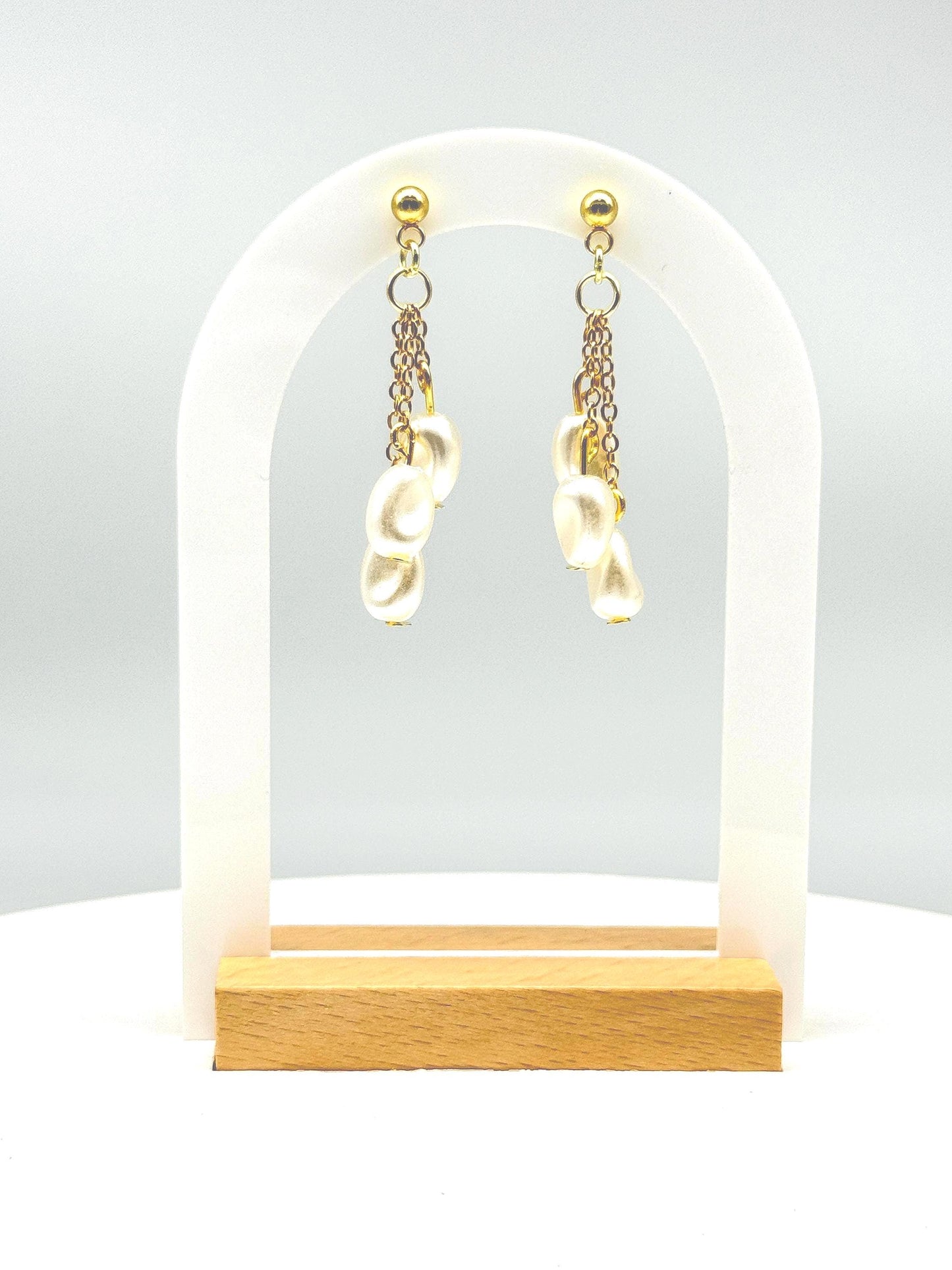 Handcrafted Baroque Pearl Cascade Earrings – Elegant Beaded Dangle Jewelry
