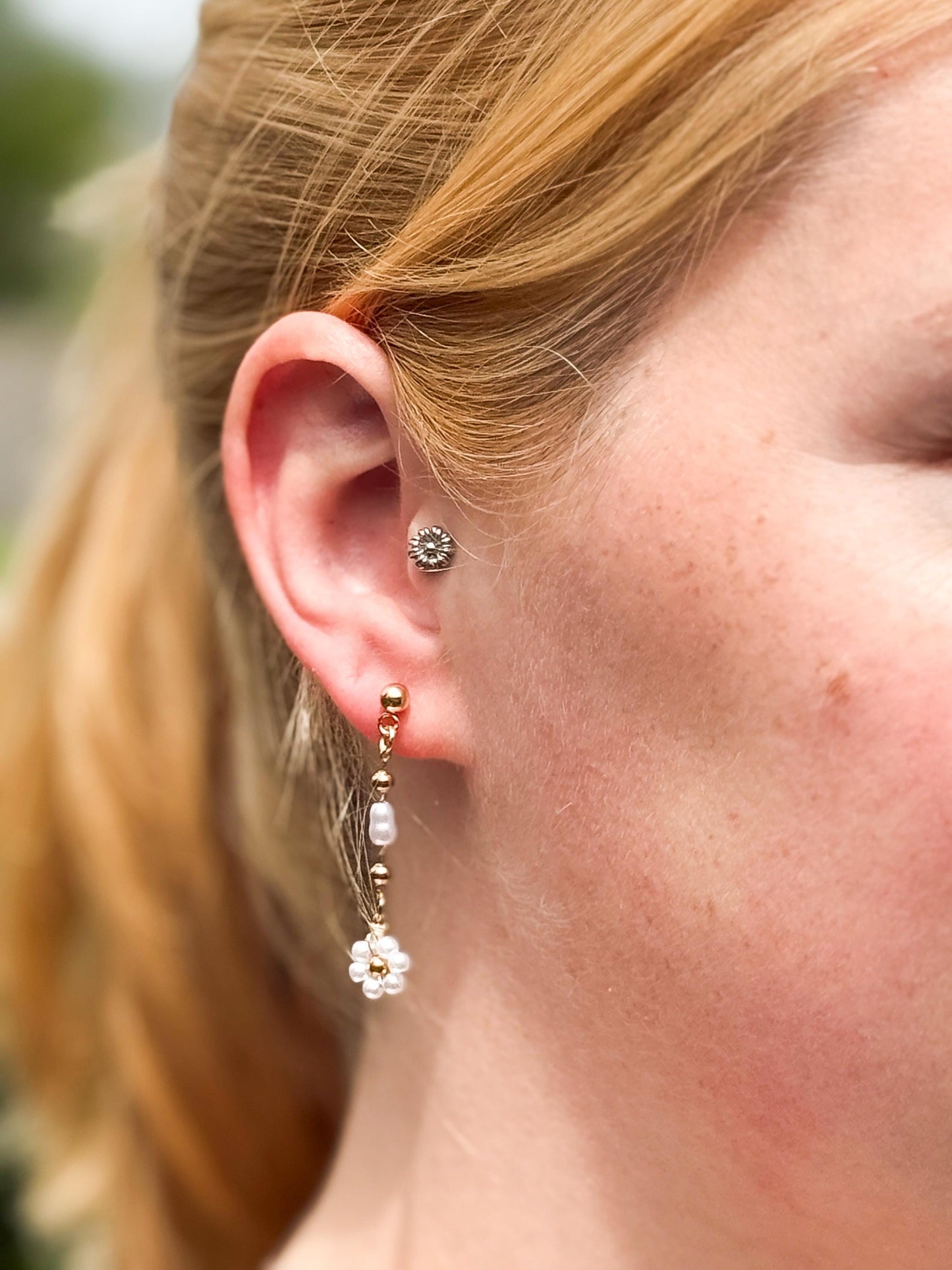 Bride Style Delicate Drop Floral Beaded Earrings – Handmade Pearl Dangle Beaded Jewelry