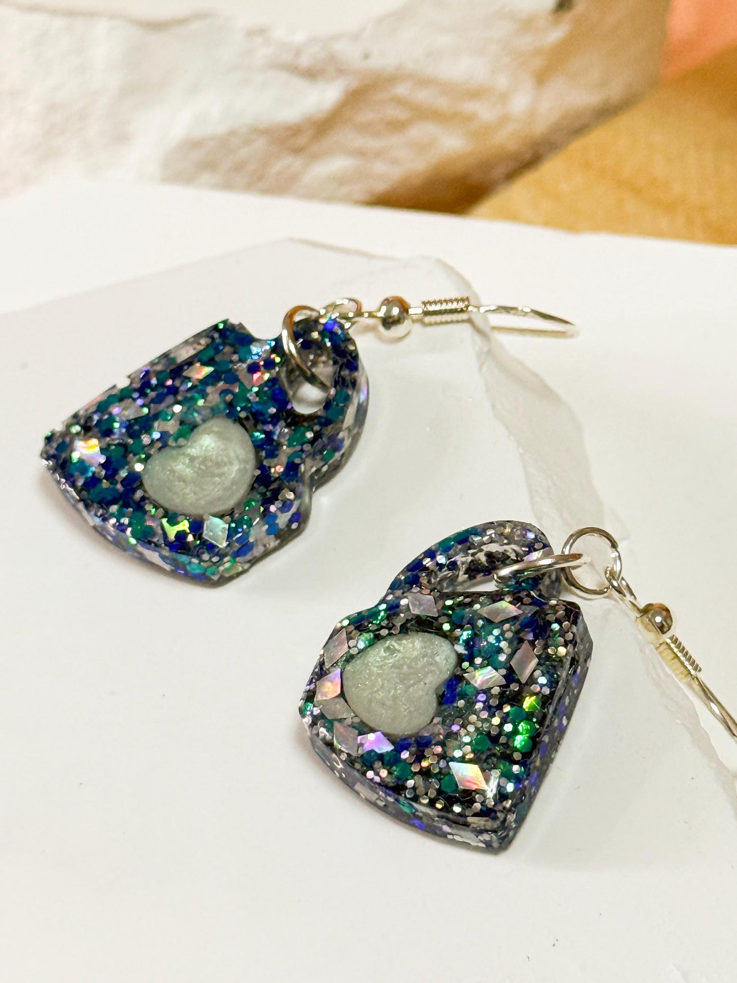Coffee Mug Earrings, Resin Earrings | Glitter Holographic Cup Dangle • Handmade Coffee-Lover Gift