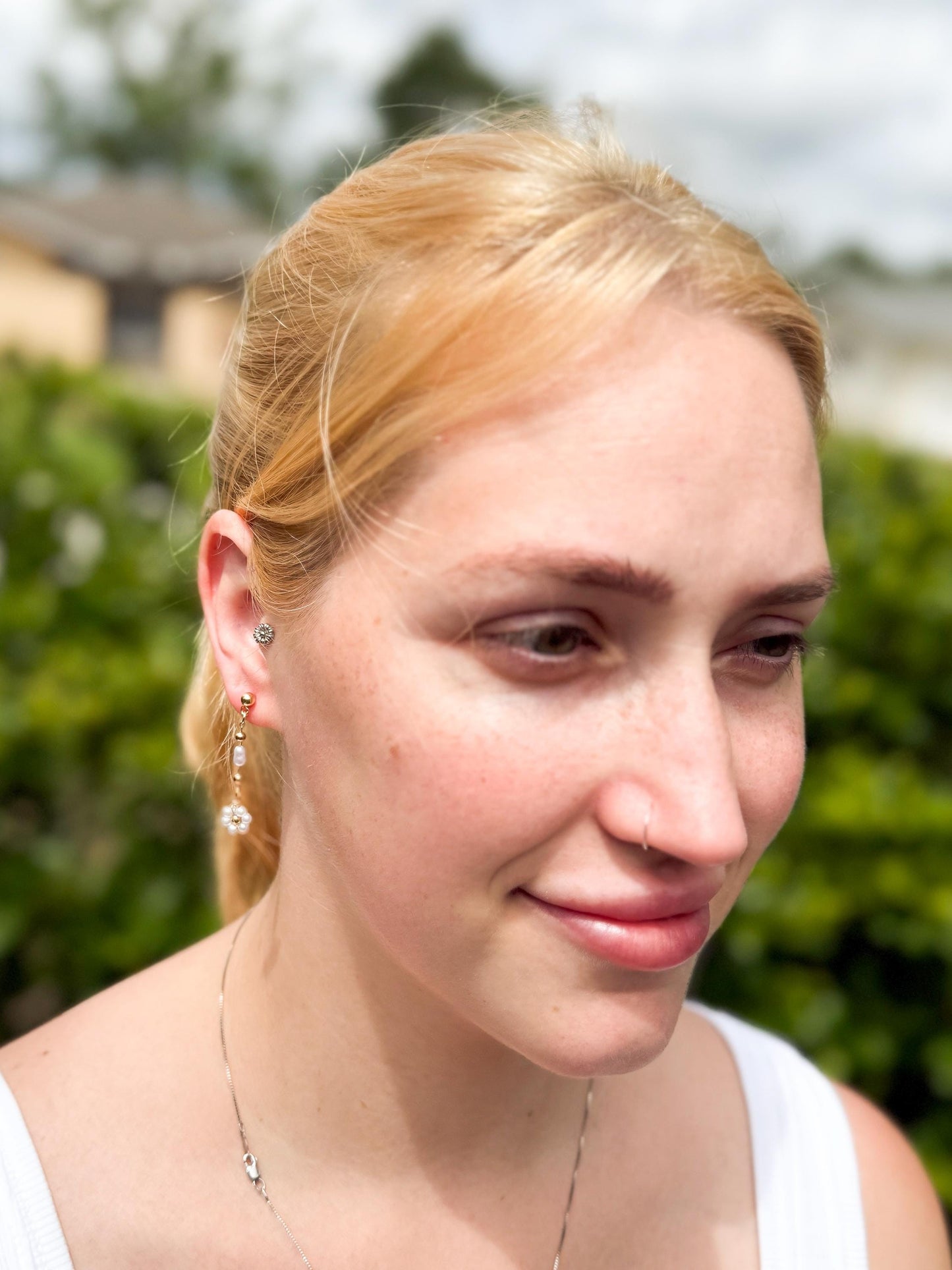 Bride Style Delicate Drop Floral Beaded Earrings – Handmade Pearl Dangle Beaded Jewelry