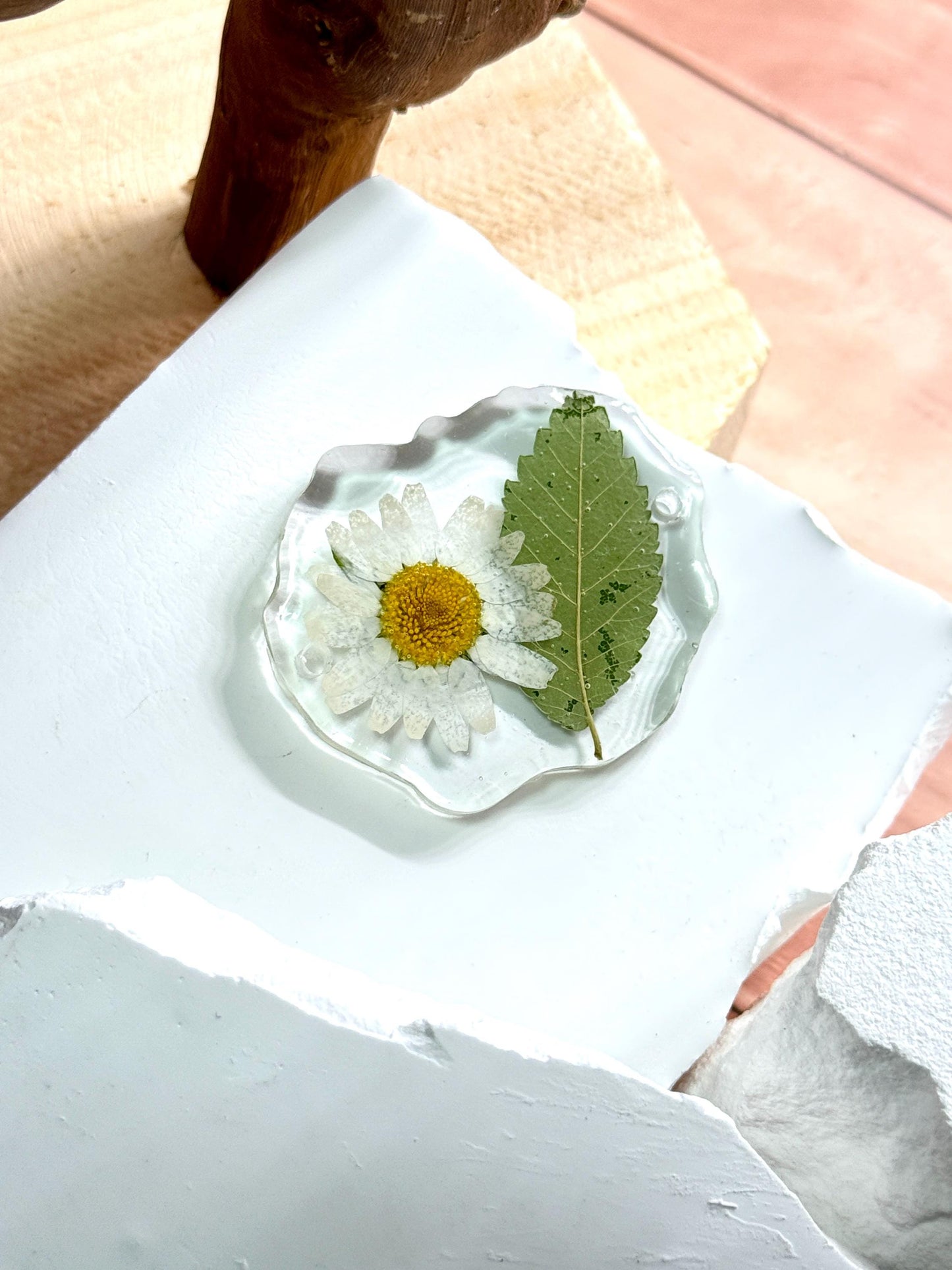 Birth Flower Charm, Journal Charm | Real Pressed-Flower Resin • Optional Adjustable Leather Tie