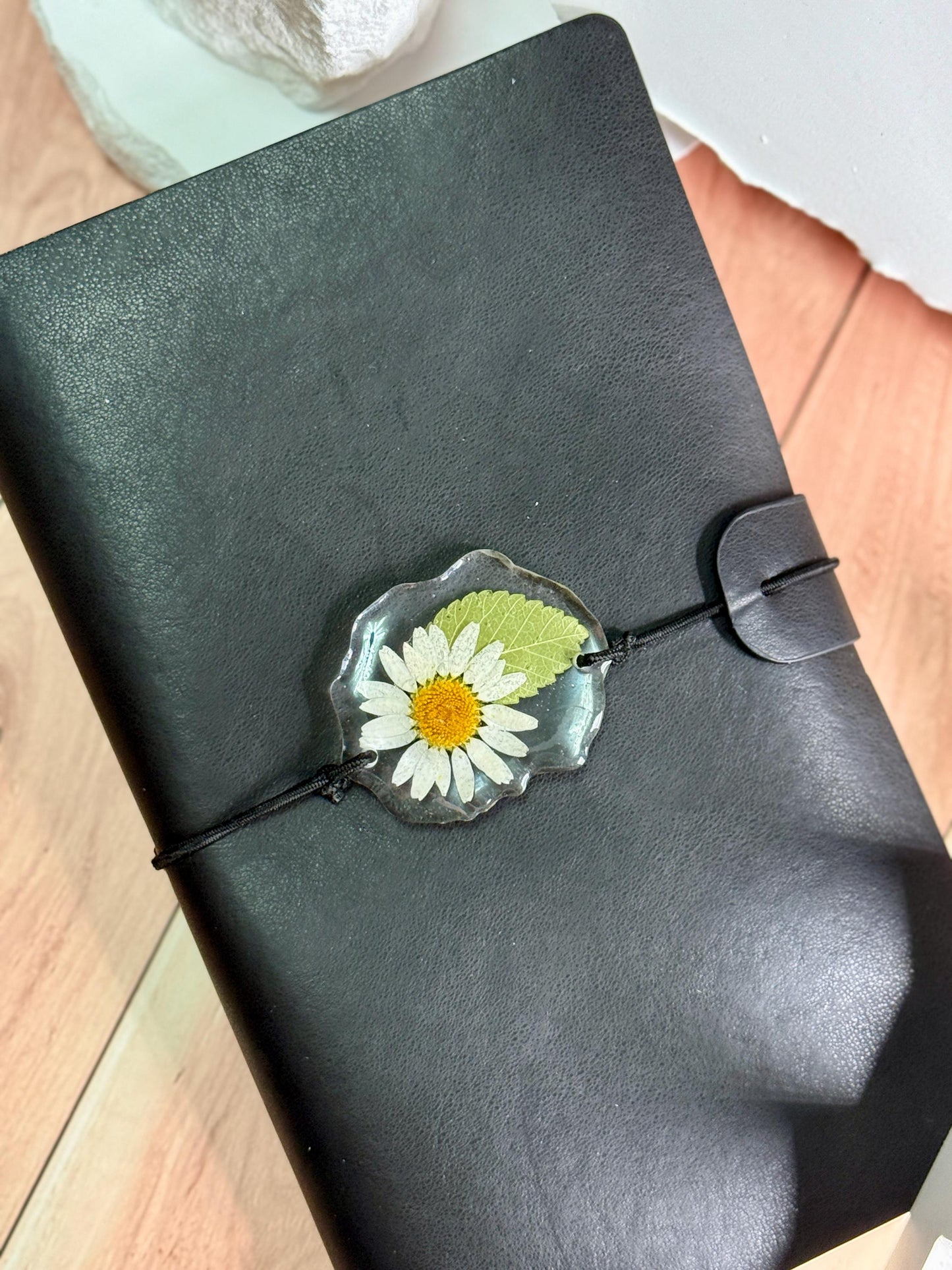 Birth Flower Charm, Journal Charm | Real Pressed-Flower Resin • Optional Adjustable Leather Tie