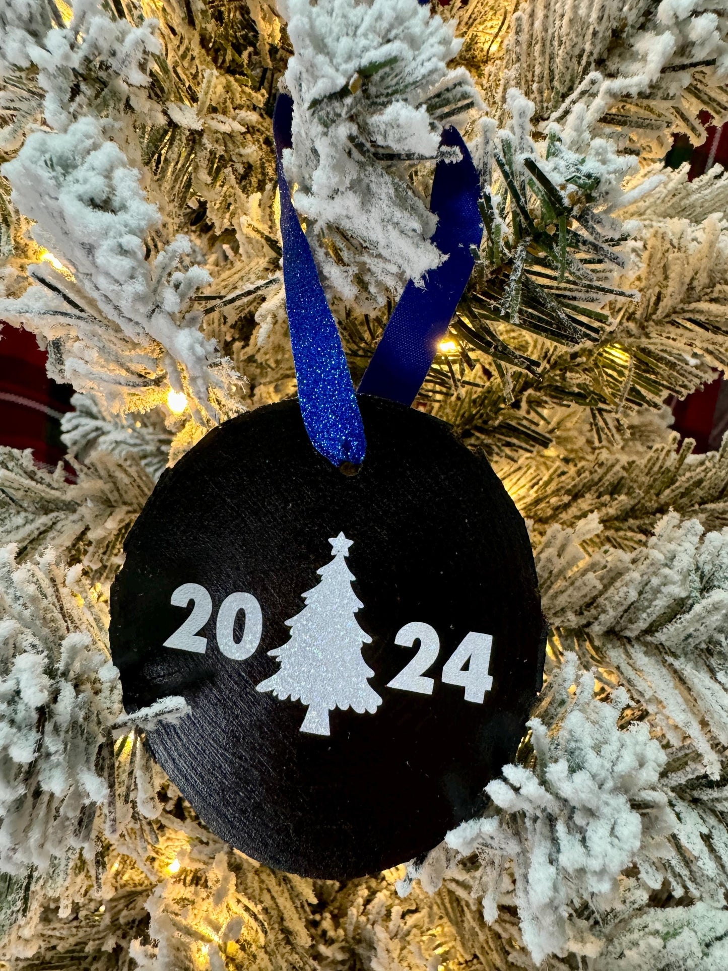Funny Wood Slice Christmas Ornaments – Customizable Quotes & Sparkly Vinyl Design