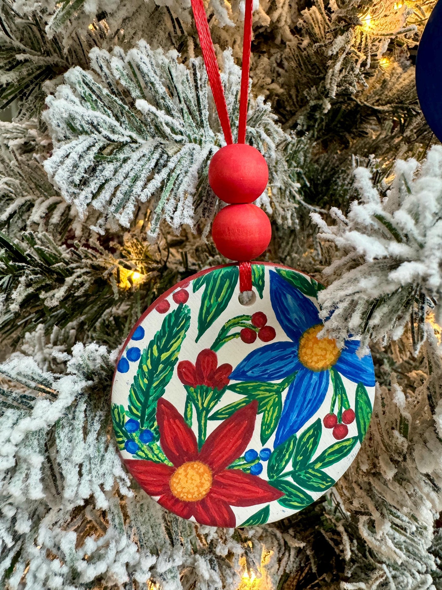 Hand Painted Ornament, Ceramic Ornament | Christmas Tree Decor – Gnome, Snowman, Gingerbread & Floral Designs