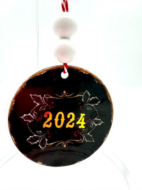 Rustic Chalkboard Shatterproof Ornament - "On the Naughty List. I Regret Nothing!" - Ivy Leaves and Holly Berries - Christmas Decoration