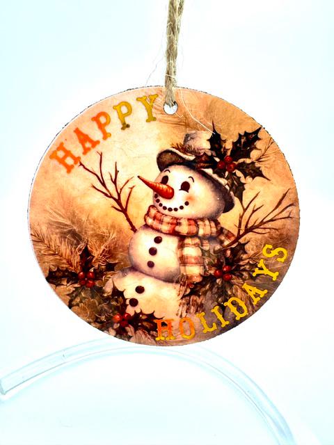 Vintage Christmas Ornament: Glitter Gold Foil Winter Wonderland Decor