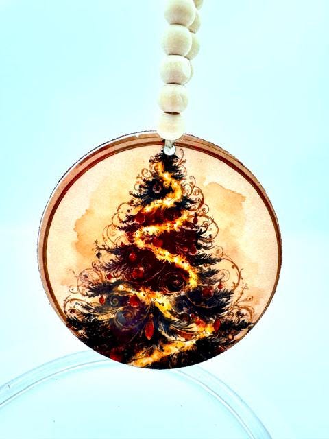 Vintage Christmas Ornament: Glitter Gold Foil Winter Wonderland Decor