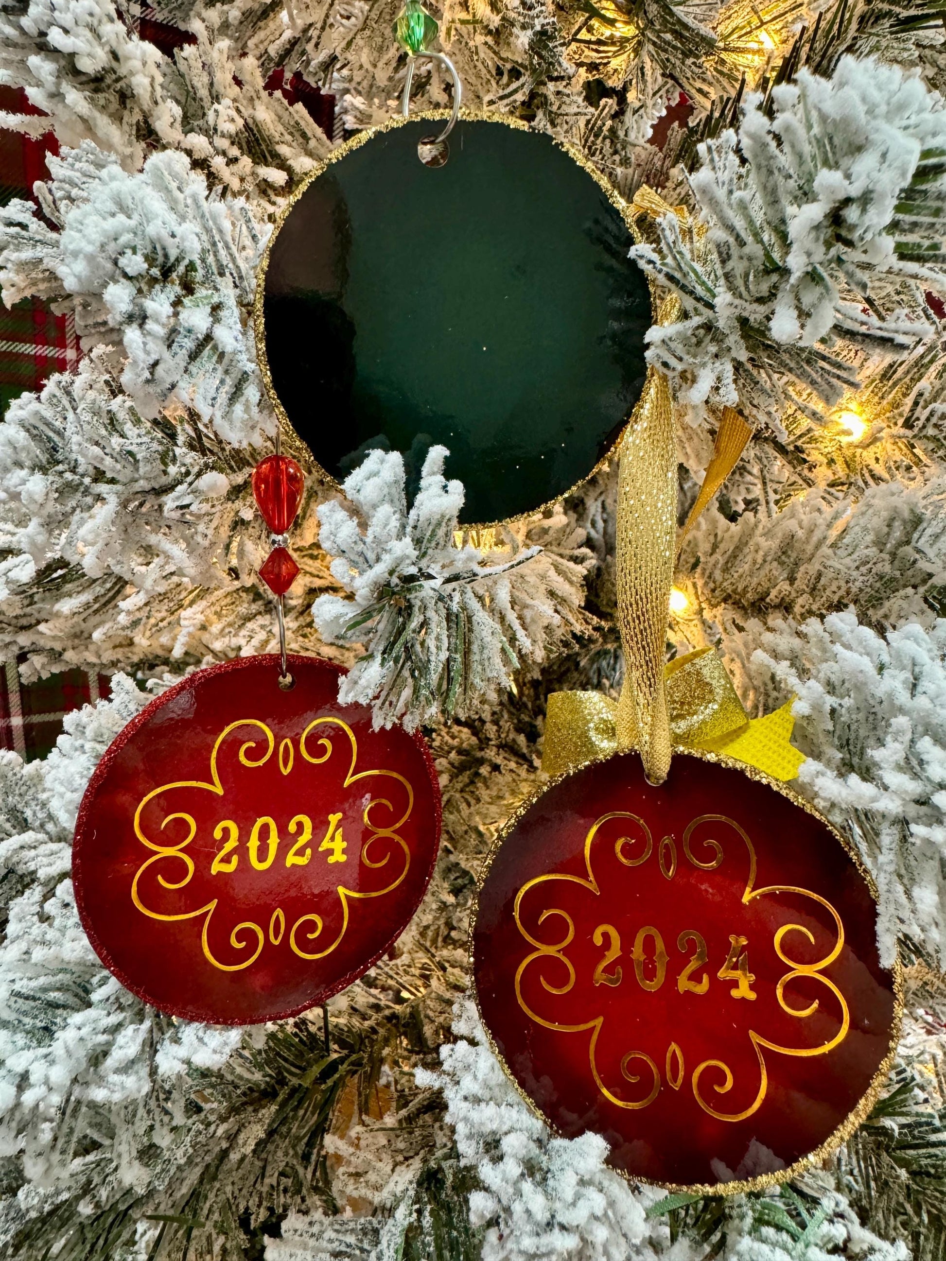 Vintage Christmas Ornament: Glitter Gold Foil Winter Wonderland Decor