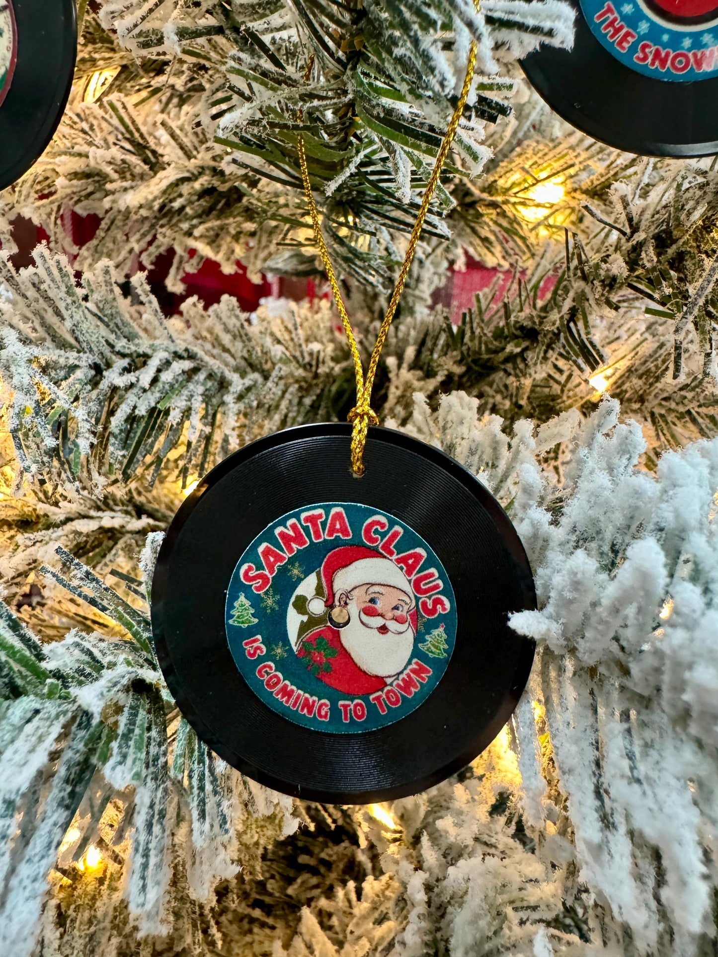 Vinyl Record Christmas Ornaments: Classic Song Designs, Set of 5