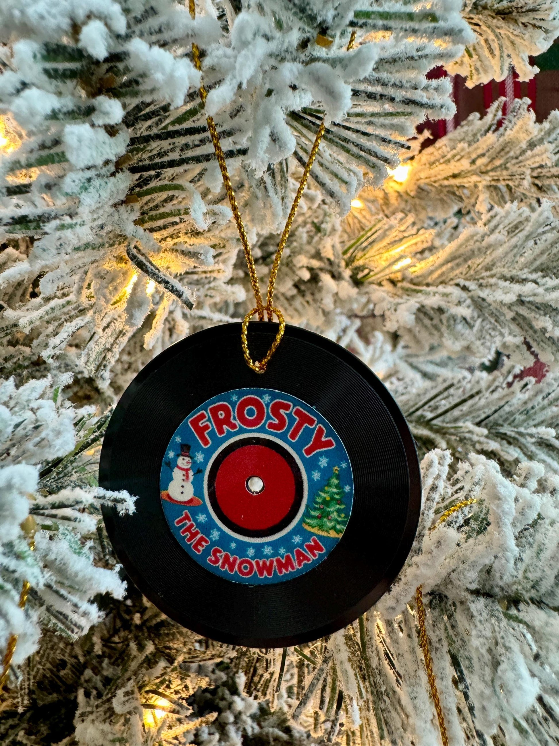 Vinyl Record Christmas Ornaments: Classic Song Designs, Set of 5