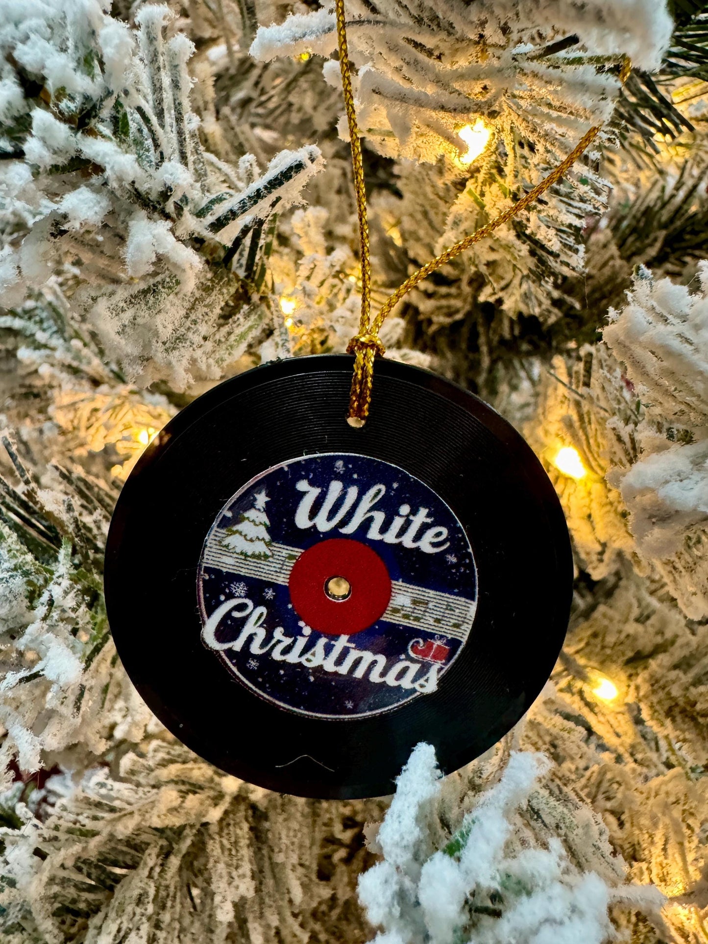 Vinyl Record Christmas Ornaments: Classic Song Designs, Set of 5
