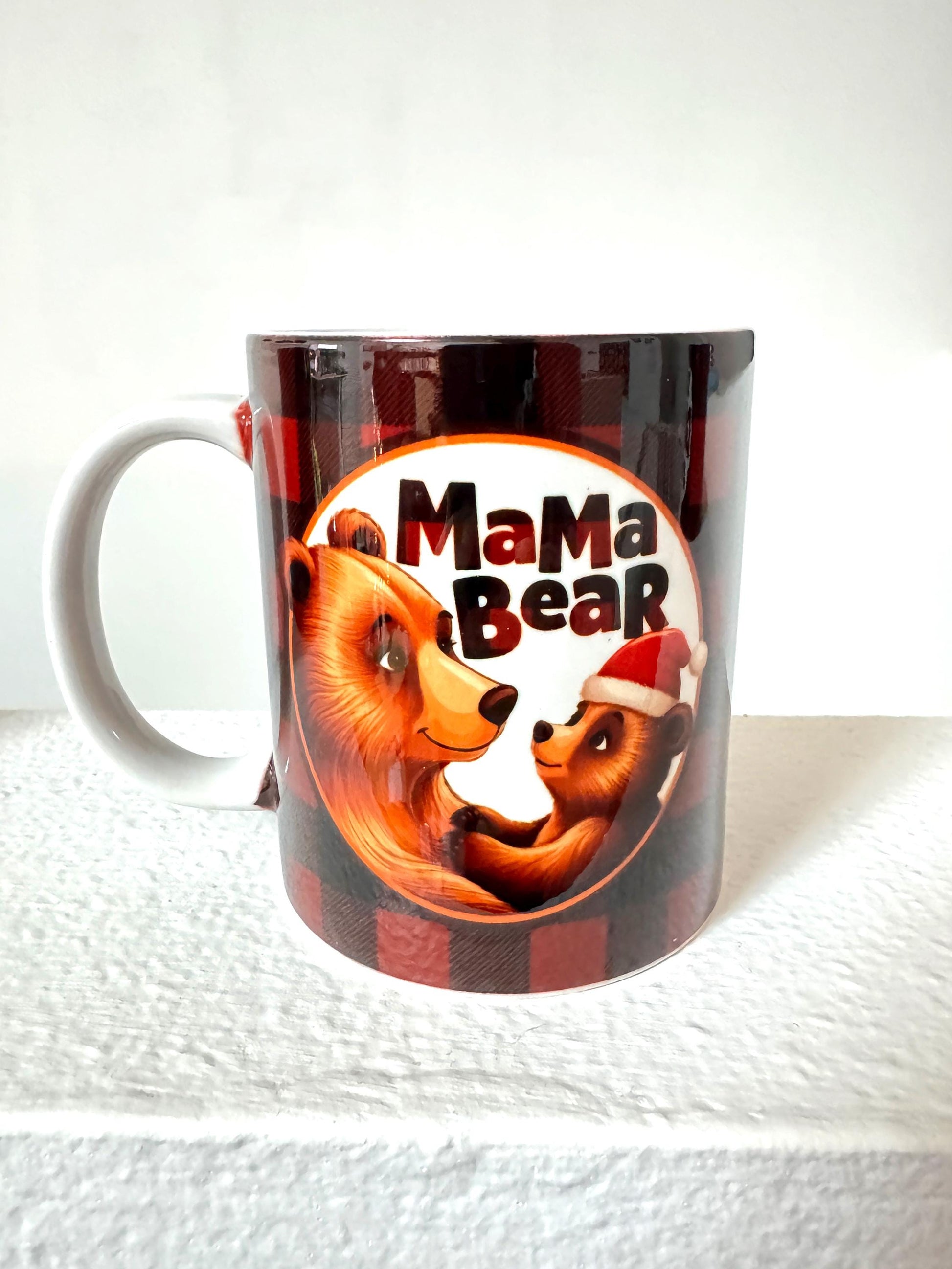 Mama Bear & Dada Bear Mug Set: Red Gingham Parent Gift