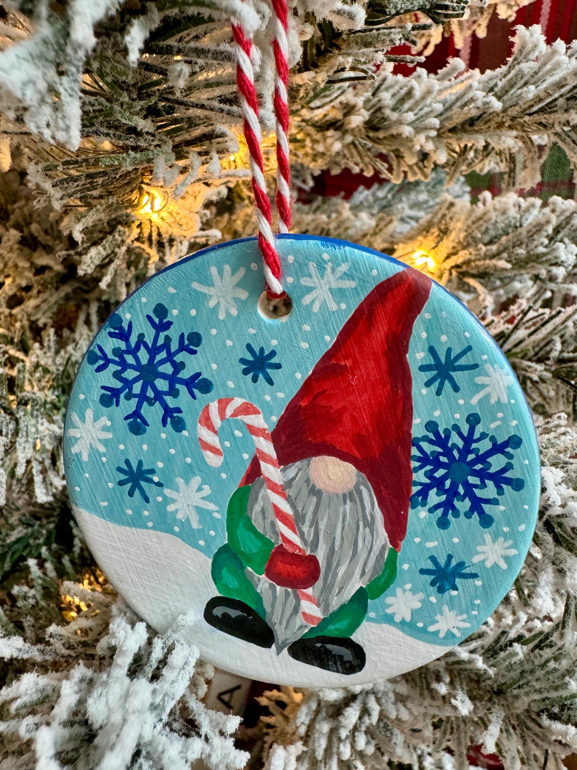 Hand Painted Ornament, Ceramic Ornament | Christmas Tree Decor – Gnome, Snowman, Gingerbread & Floral Designs