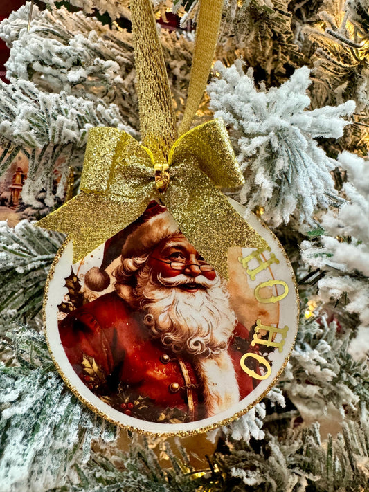 Vintage Christmas Ornament: Glitter Gold Foil Winter Wonderland Decor