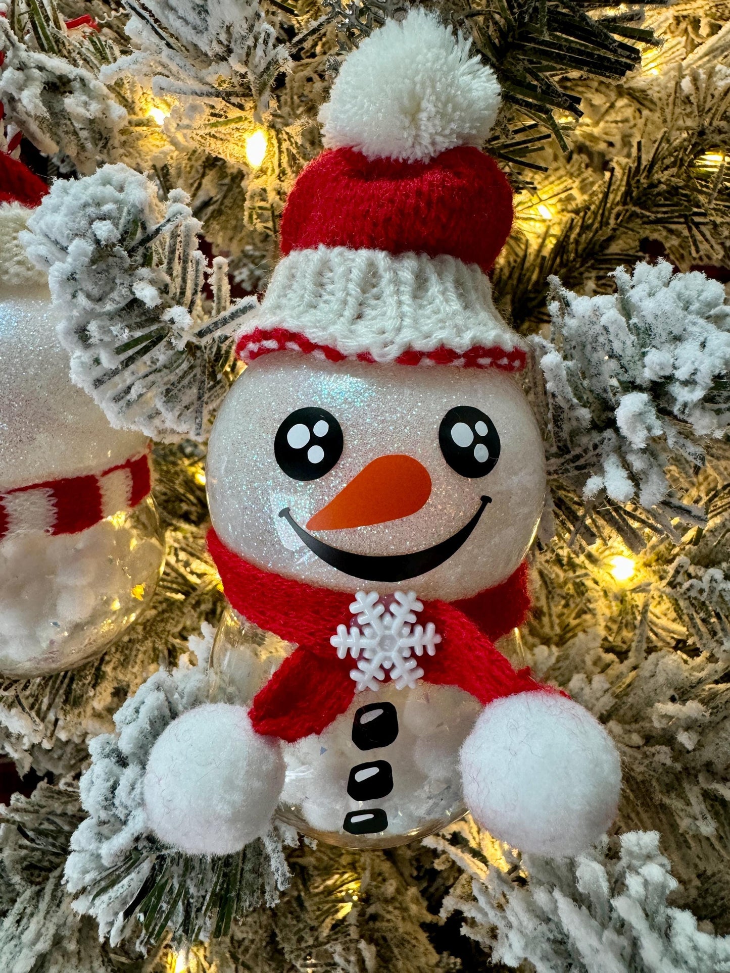 Glitter Snowball Snowman Ornament: Shatterproof Christmas Decor