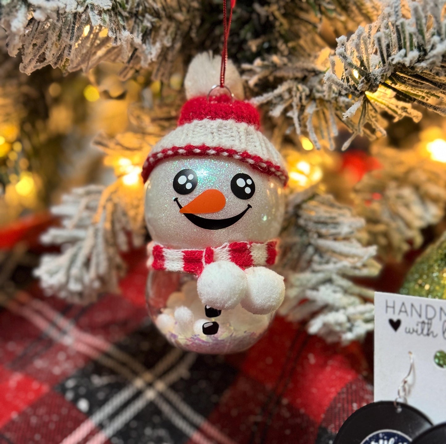 Glitter Snowball Snowman Ornament: Shatterproof Christmas Decor