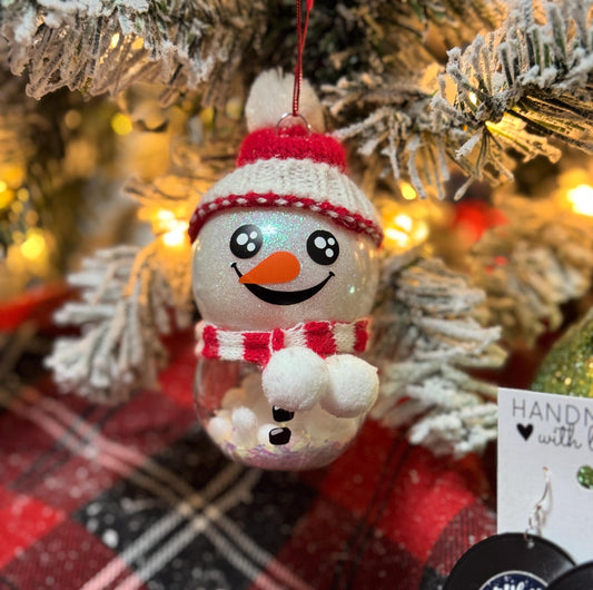 Glitter Snowball Snowman Ornament: Shatterproof Christmas Decor