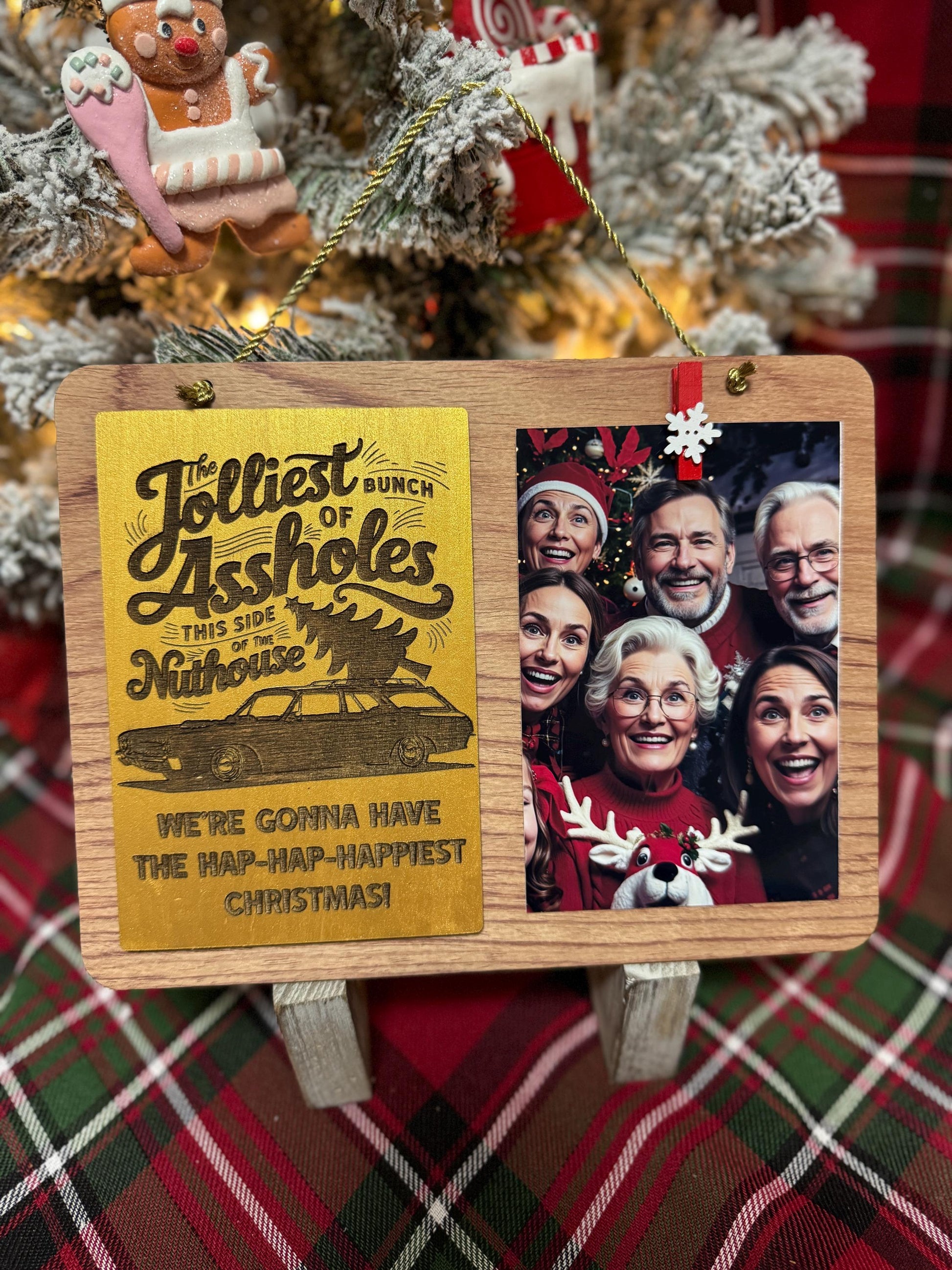 Funny Christmas Hanging Photo Sign: 'Jolliest Bunch' Movie Quote