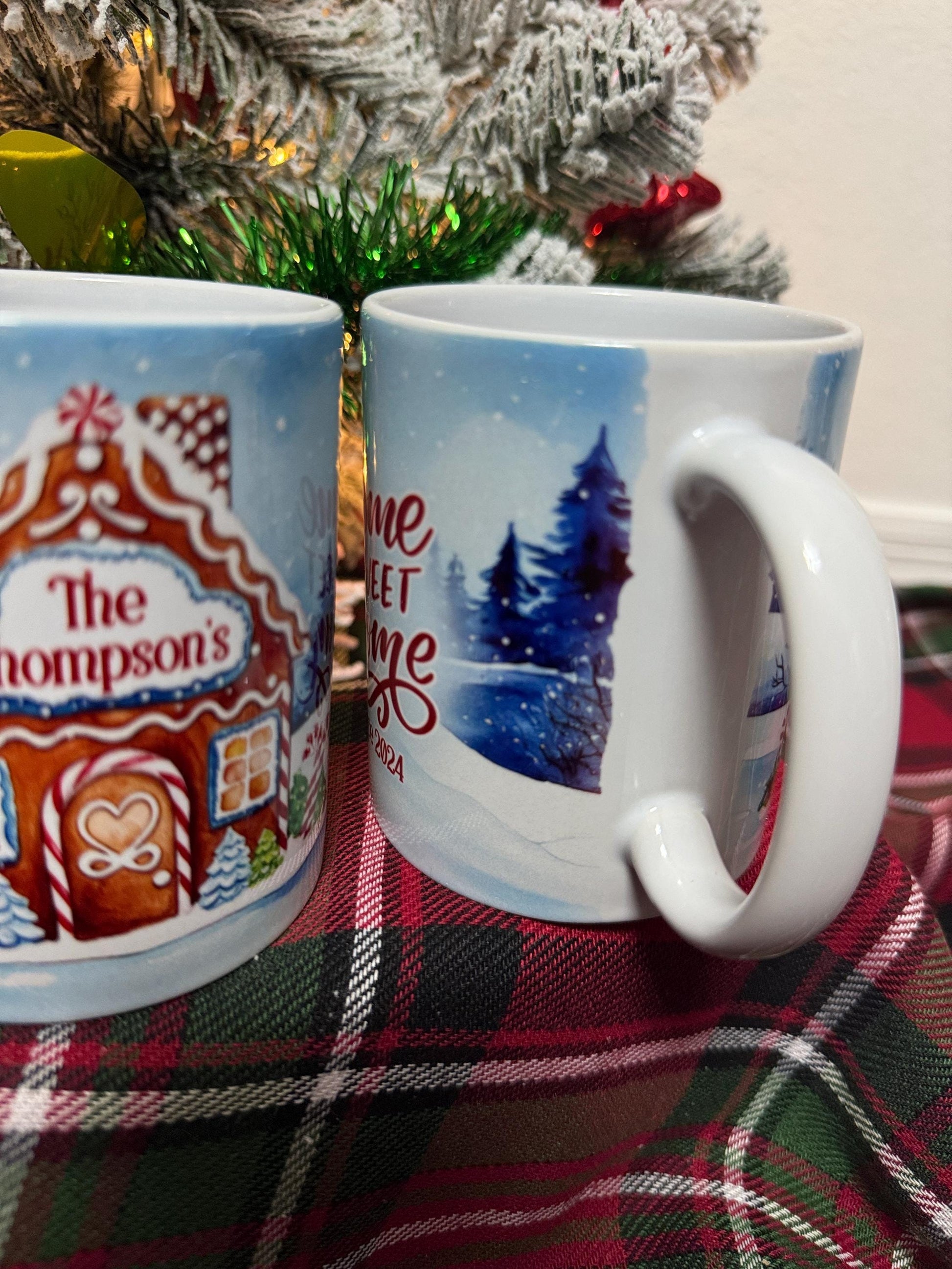 Personalized Gingerbread House Mug - Custom Family Name & Home Sweet Home, Ideal Housewarming Gift