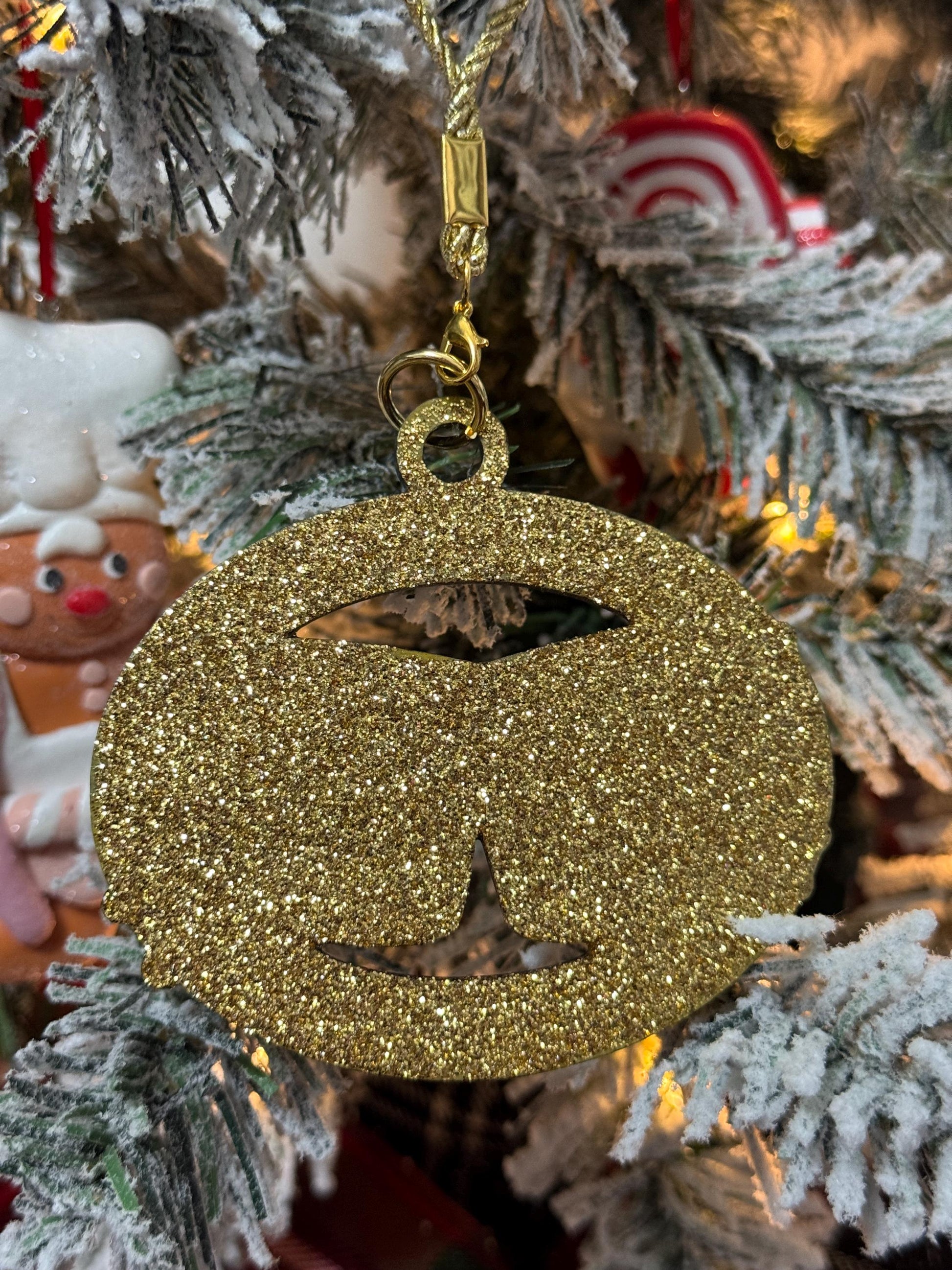 Handmade 'Holiday Cheers' Whiskey Glasses Christmas Ornament with Glitter