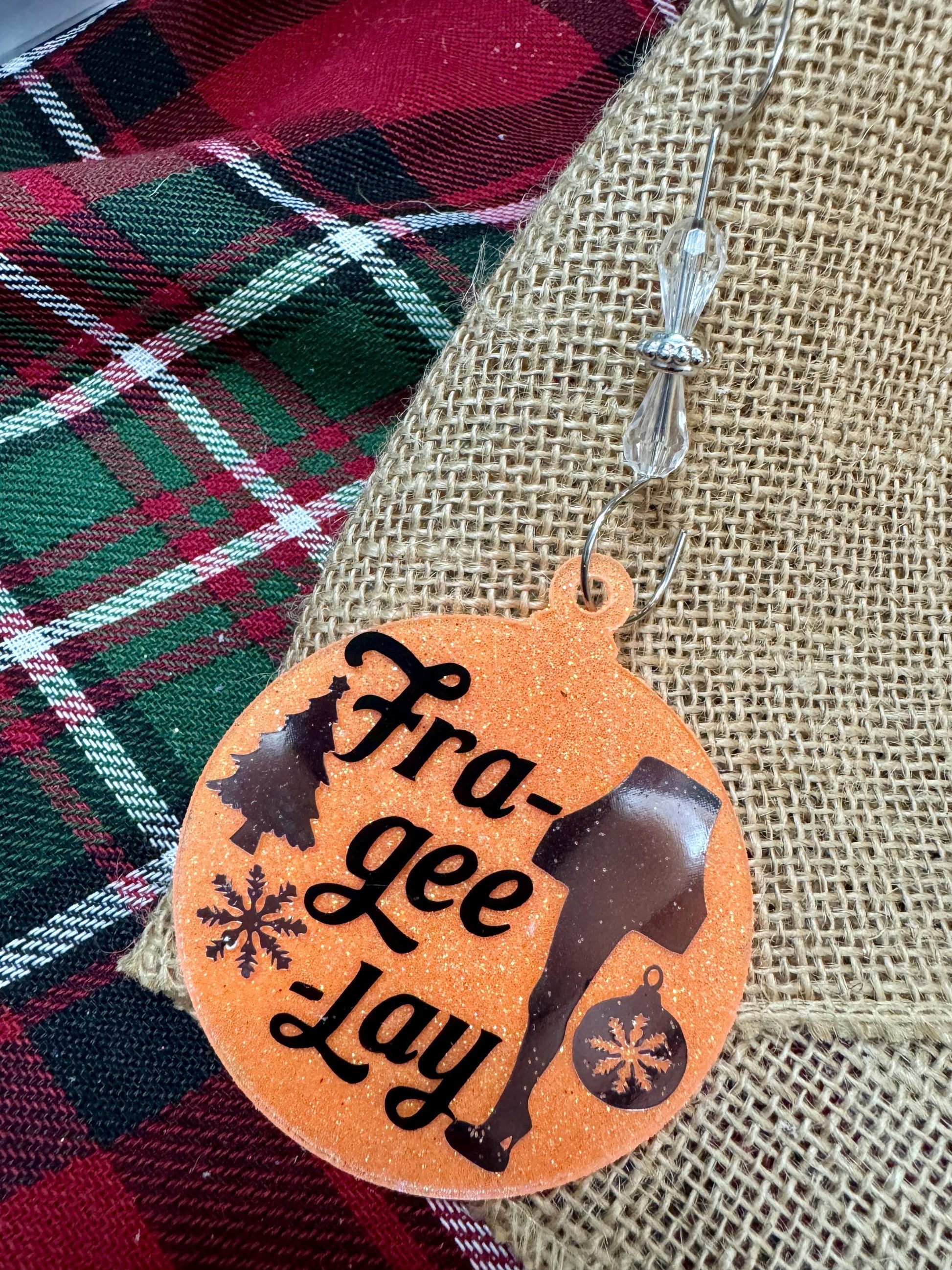 Fra-gee-lay' Leg Lamp Funny Christmas Ornament - Iconic Movie Quote, Decorative Silhouette