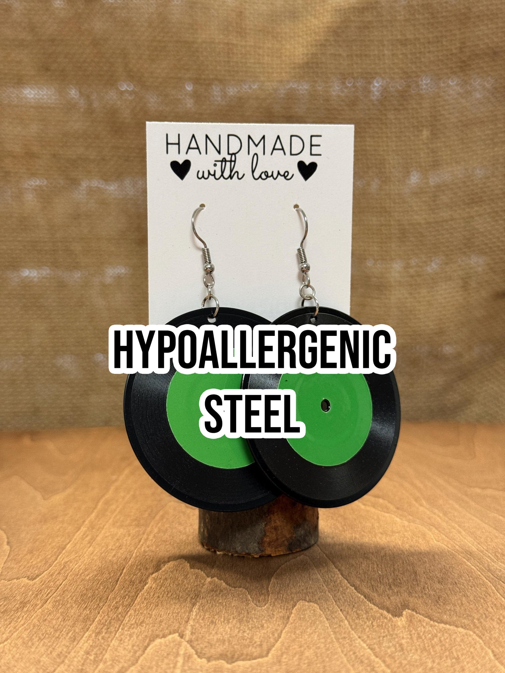 Custom Album Cover Vinyl Record Earrings: 14K Gold, Sterling Silver, or Steel