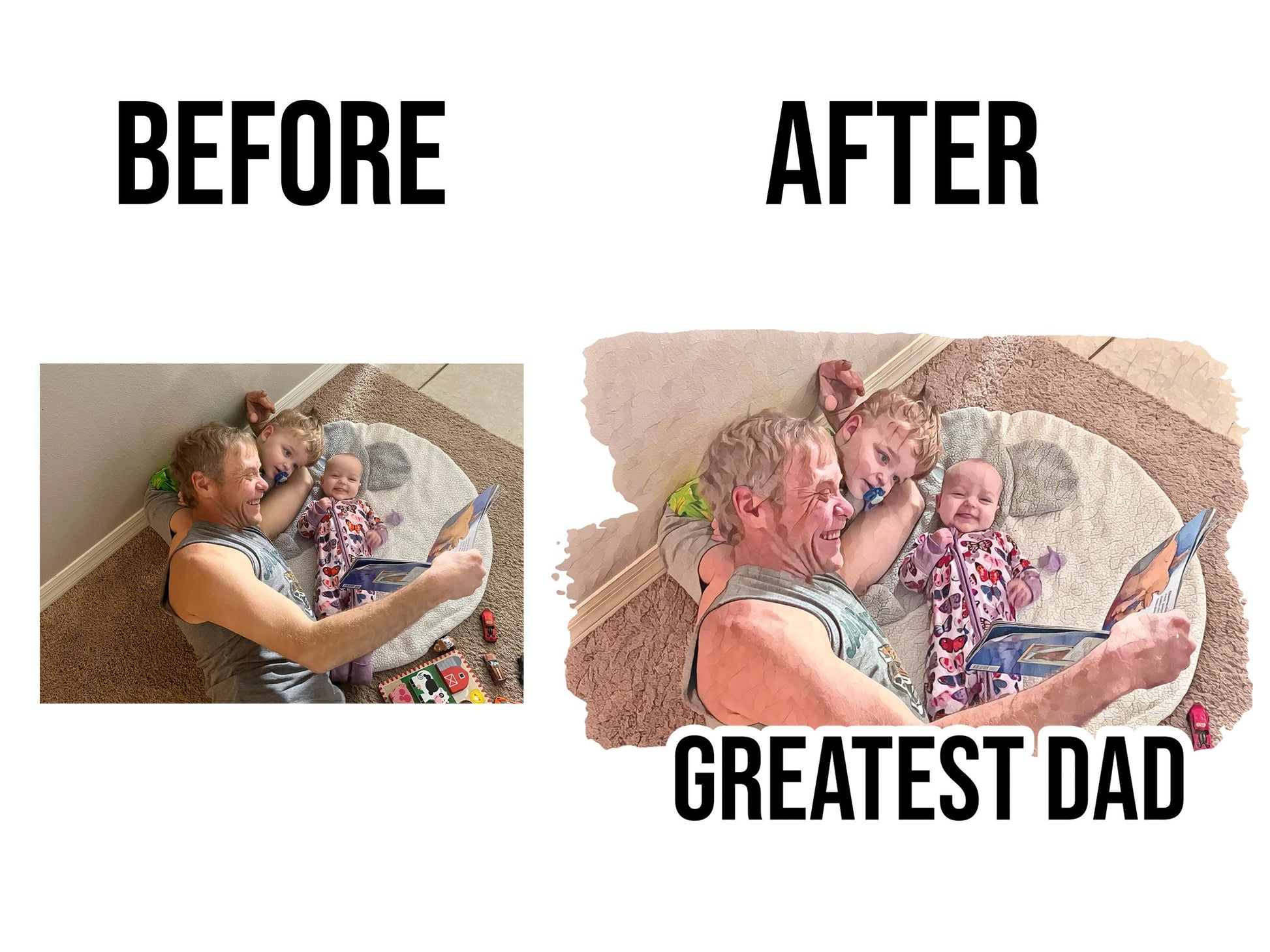Personalized Dad Photo Mug: Custom Watercolor 'Greatest Dad' Gift