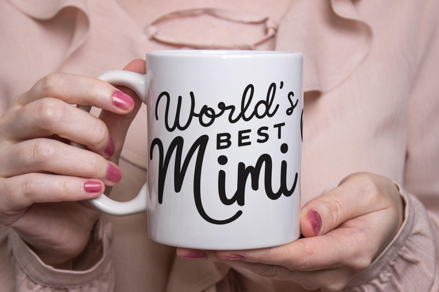 Personalized Grandma Mug with Custom Photo - 'World's Best Grandma' Design, Feminine Font and Heart Detail