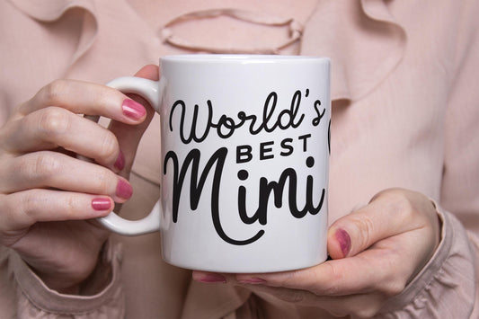 Personalized Grandma Mug with Custom Photo - 'World's Best Grandma' Design, Feminine Font and Heart Detail