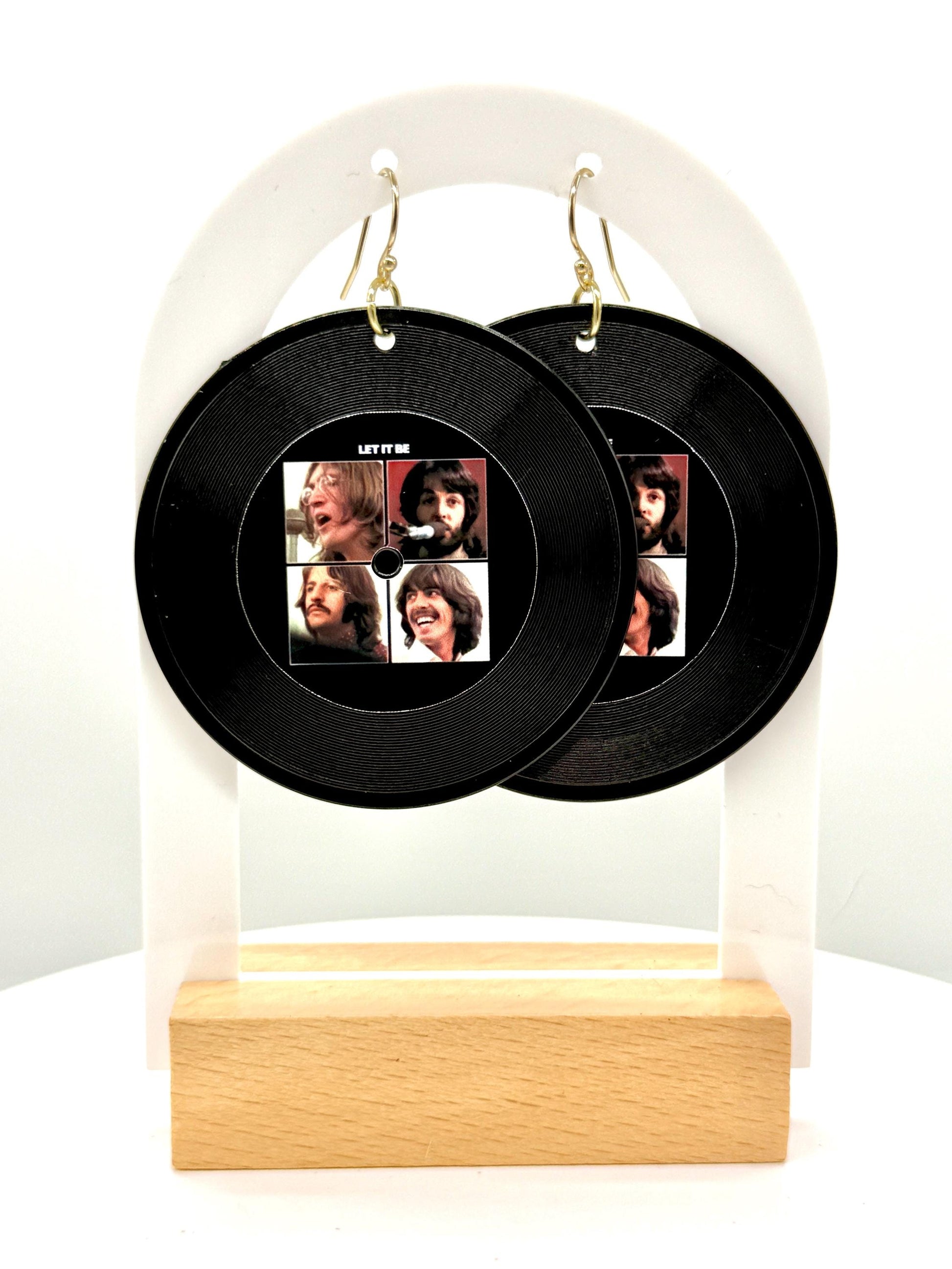 Custom Album Cover Vinyl Record Earrings: 14K Gold, Sterling Silver, or Steel
