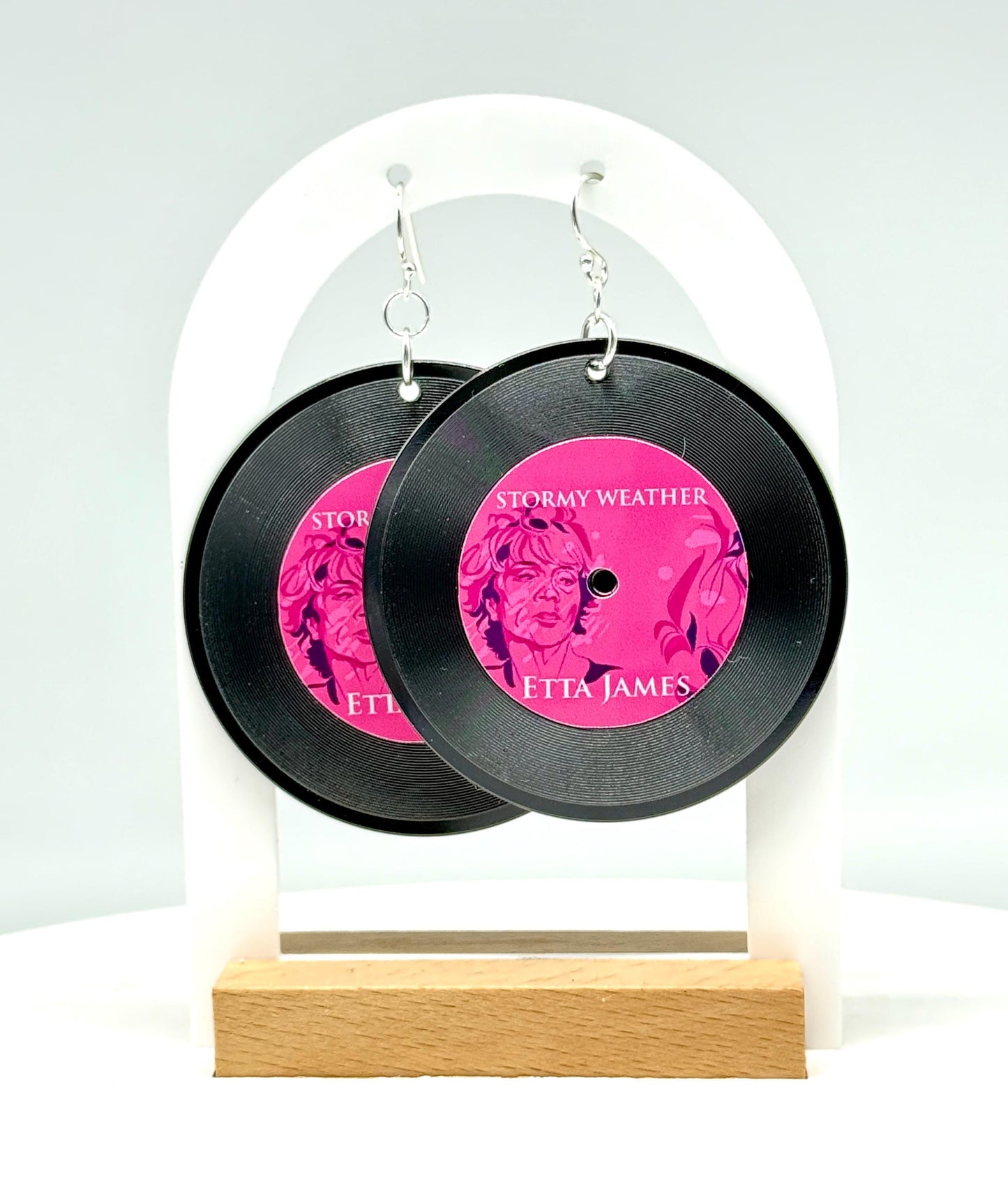 Custom Album Cover Vinyl Record Earrings: 14K Gold, Sterling Silver, or Steel