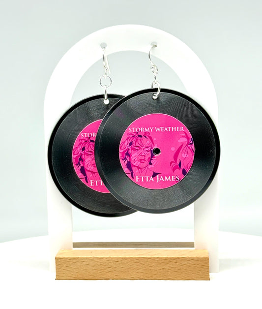 Custom Album Cover Vinyl Record Earrings: 14K Gold, Sterling Silver, or Steel
