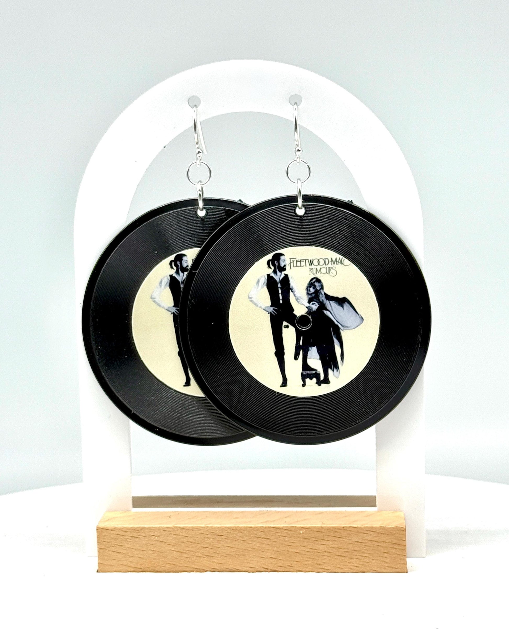 Custom Album Cover Vinyl Record Earrings: 14K Gold, Sterling Silver, or Steel