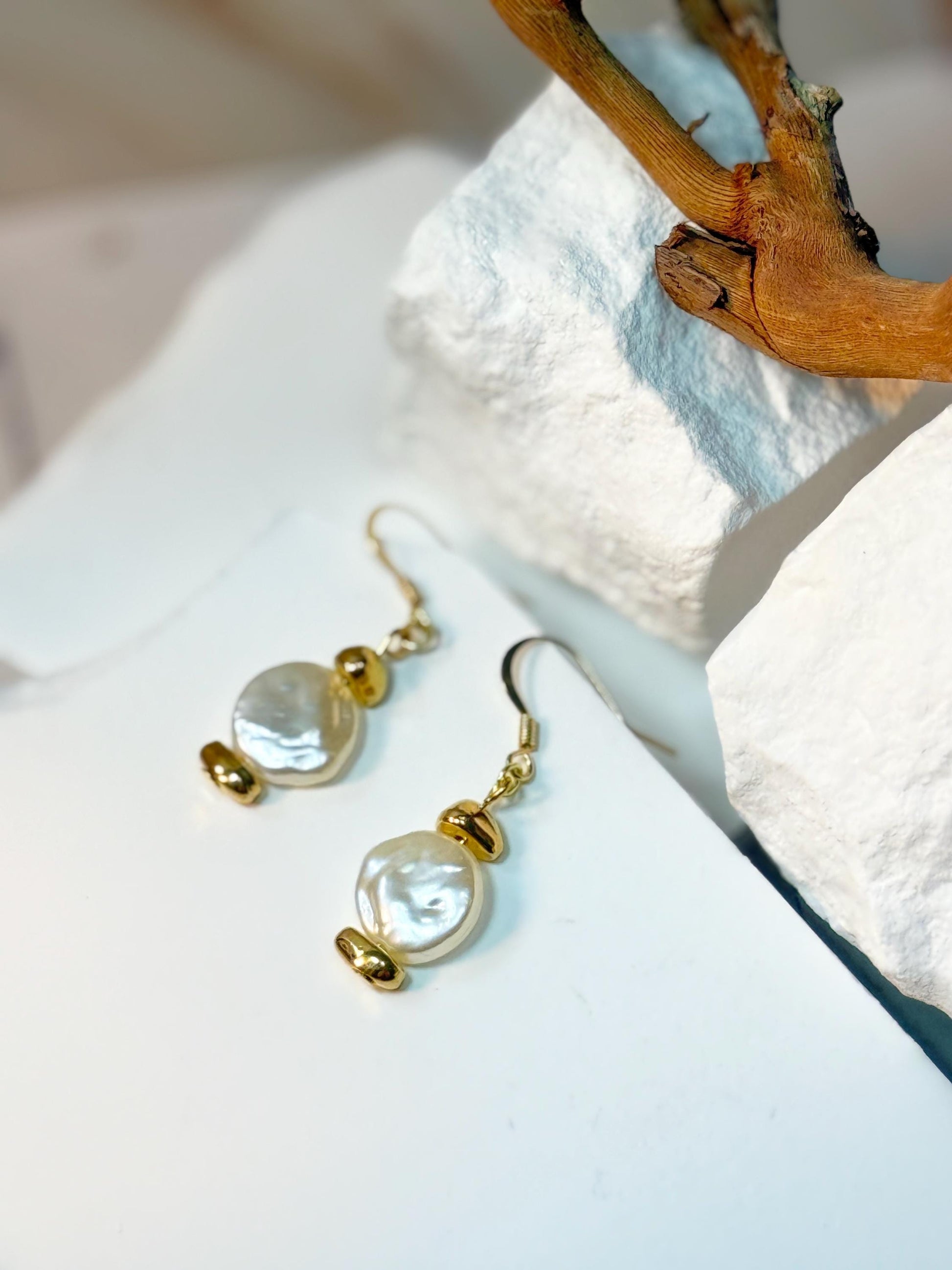 Baroque Pearl-Like Drop Unique Gold Earrings – Classic & Versatile Jewelry