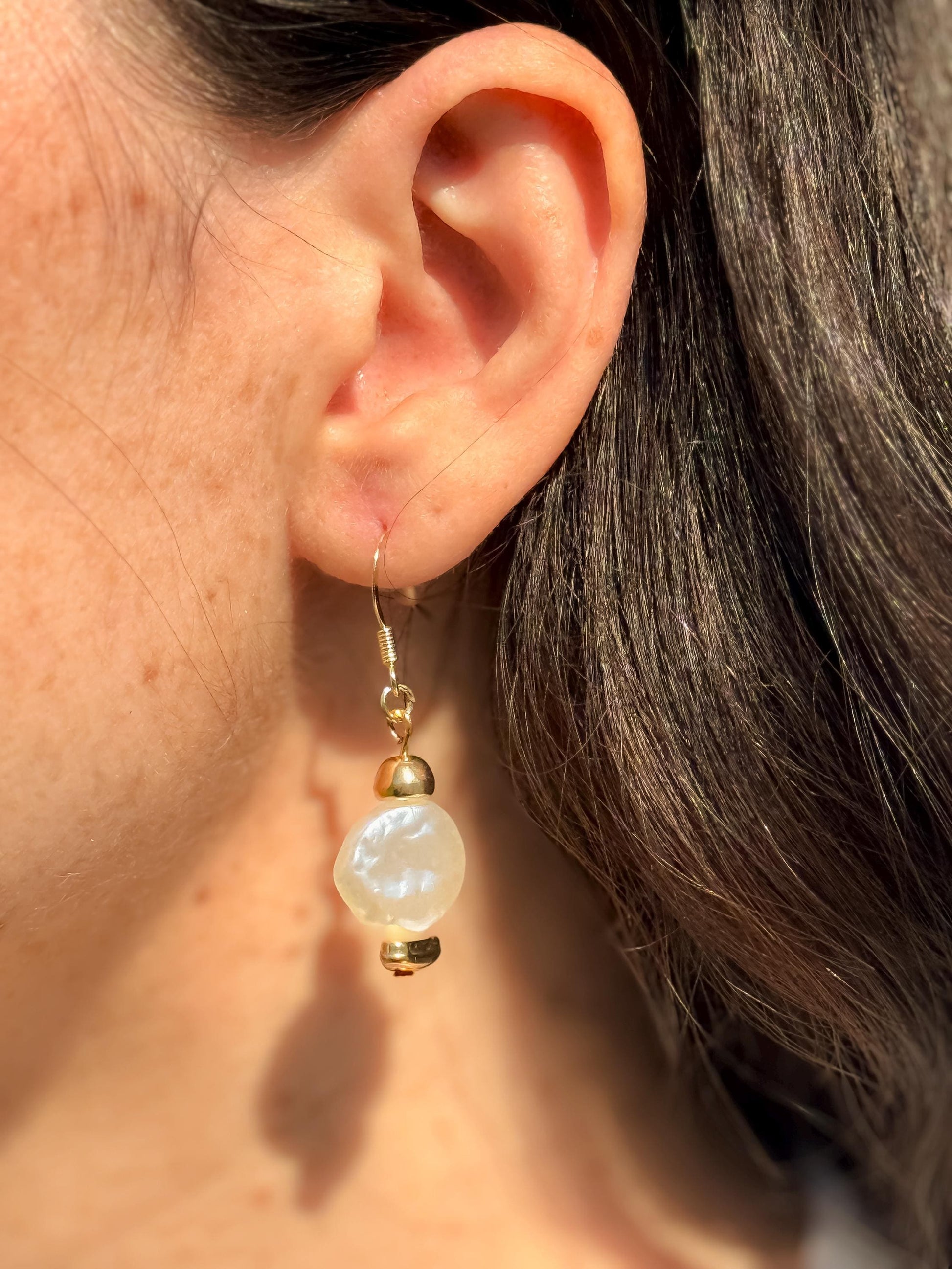 Baroque Pearl-Like Drop Unique Gold Earrings – Classic & Versatile Jewelry