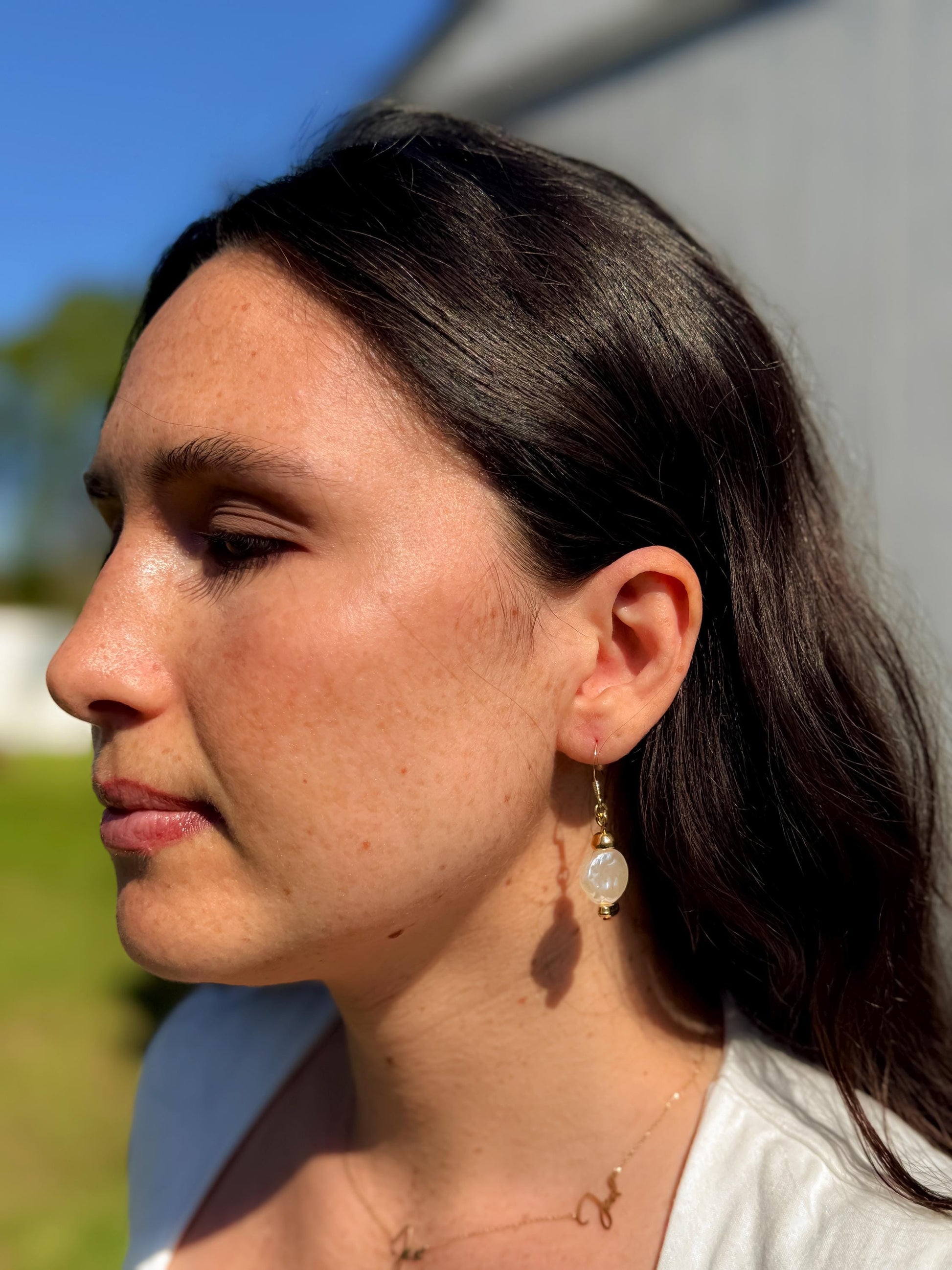 Baroque Pearl-Like Drop Unique Gold Earrings – Classic & Versatile Jewelry