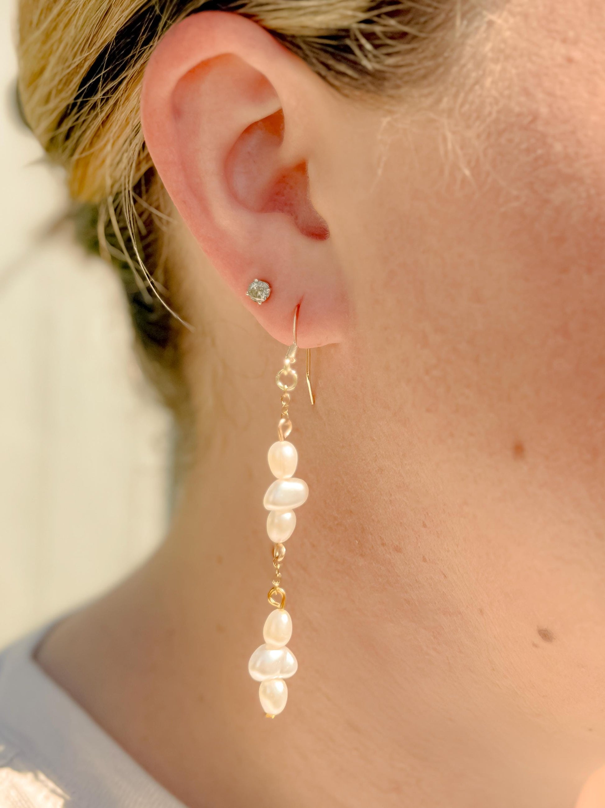 Handcrafted Baroque Faux Pearl Earrings – Three Length Options for Elegant Dangle Jewelry