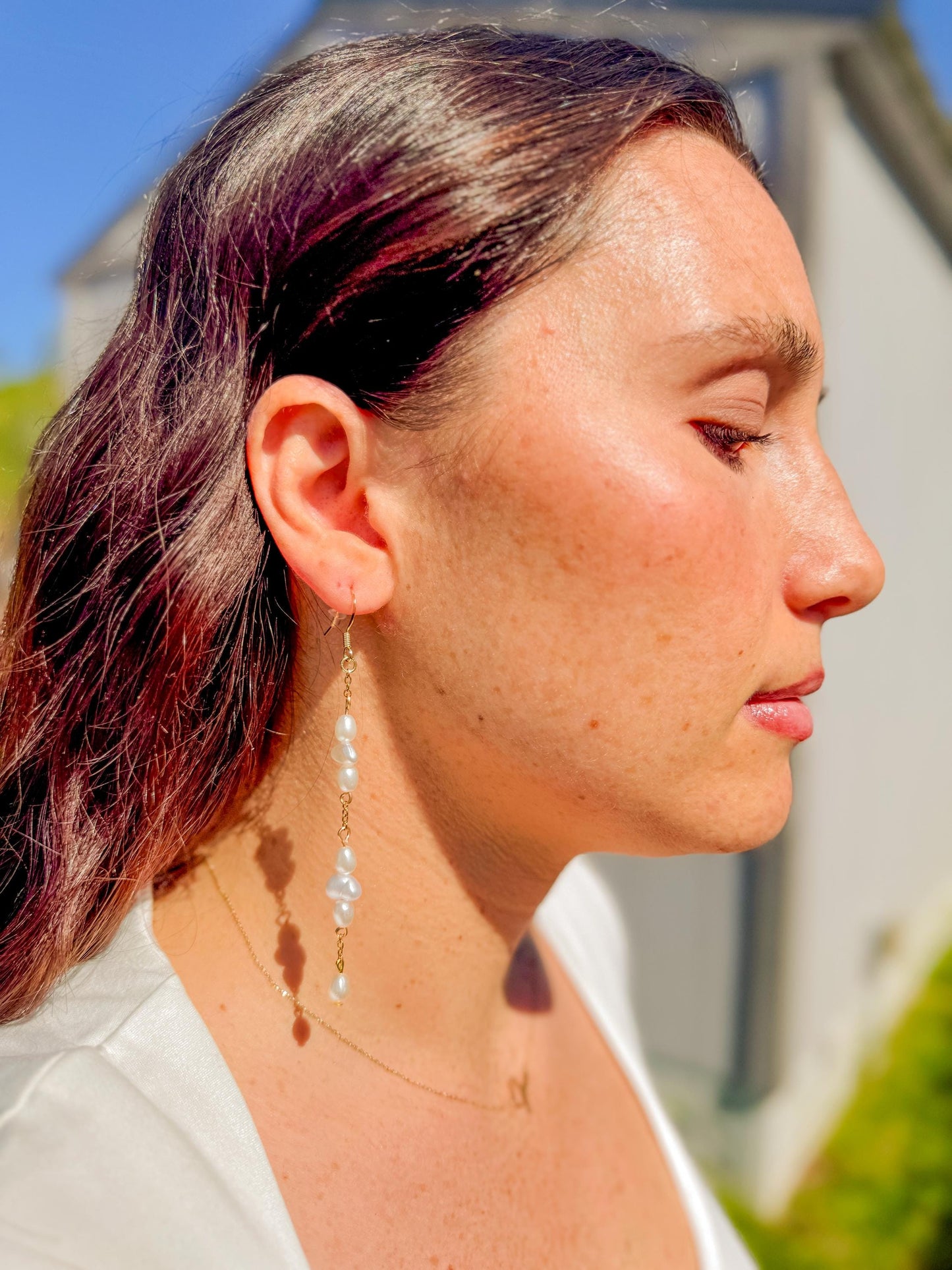 Handcrafted Baroque Faux Pearl Earrings – Three Length Options for Elegant Dangle Jewelry