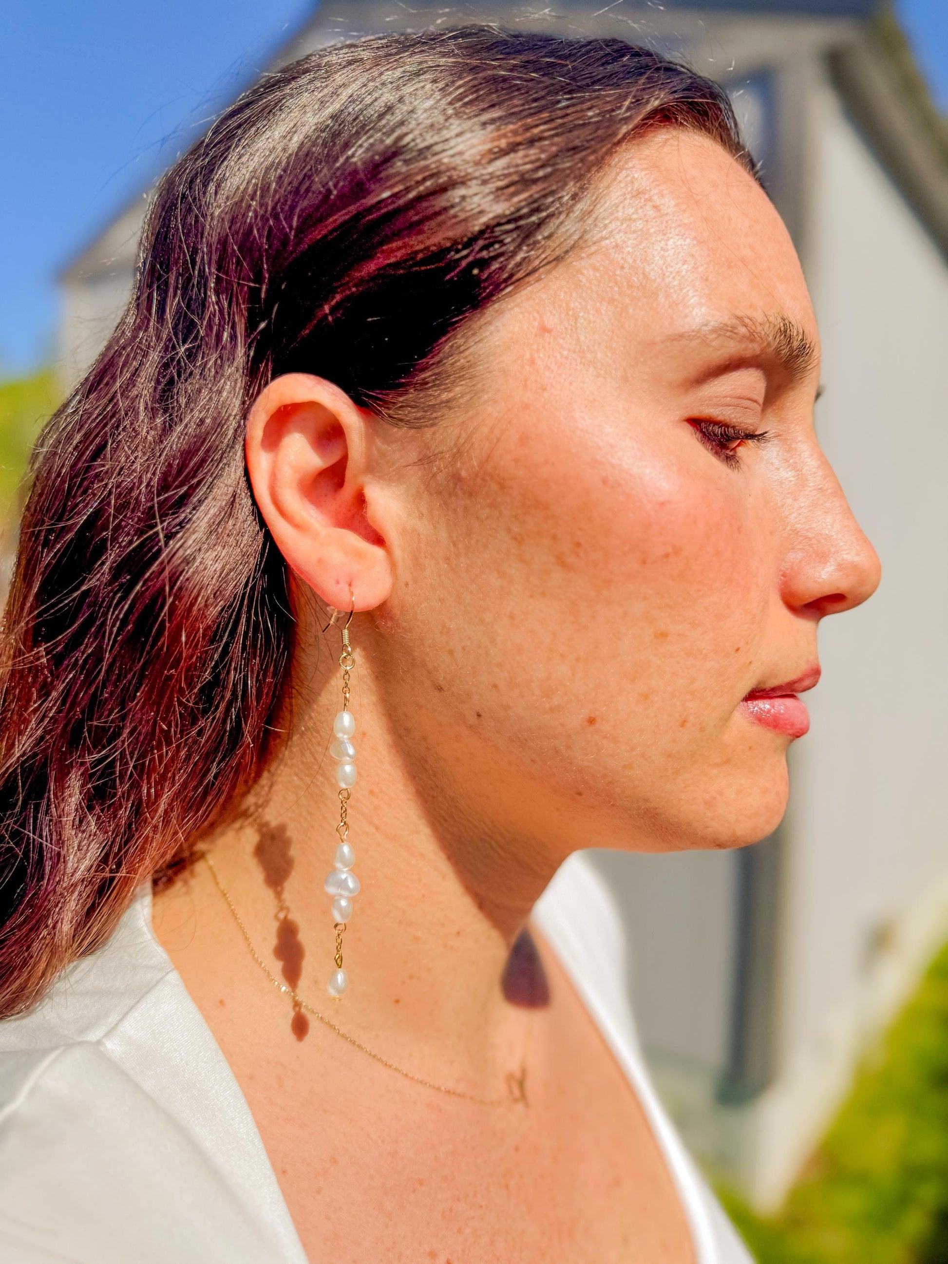 Handcrafted Baroque Faux Pearl Earrings – Three Length Options for Elegant Dangle Jewelry