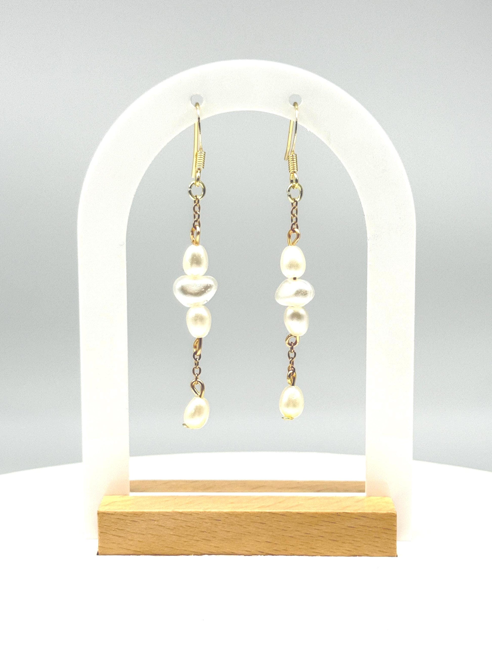 Handcrafted Baroque Faux Pearl Earrings – Three Length Options for Elegant Dangle Jewelry