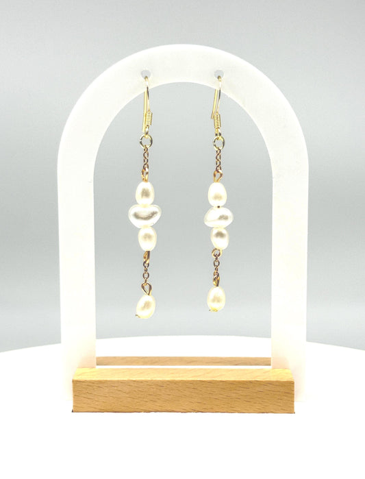 Handcrafted Baroque Faux Pearl Earrings – Three Length Options for Elegant Dangle Jewelry