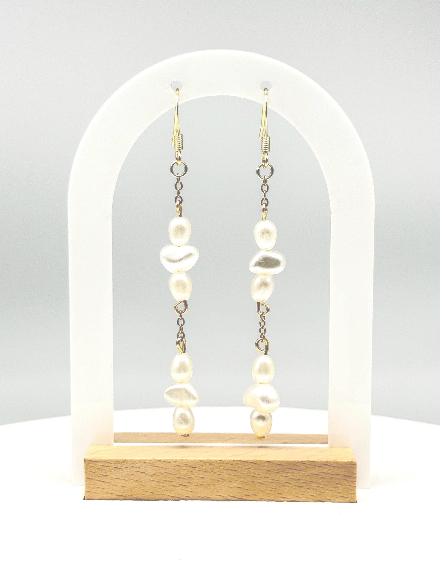 Handcrafted Baroque Faux Pearl Earrings – Three Length Options for Elegant Dangle Jewelry