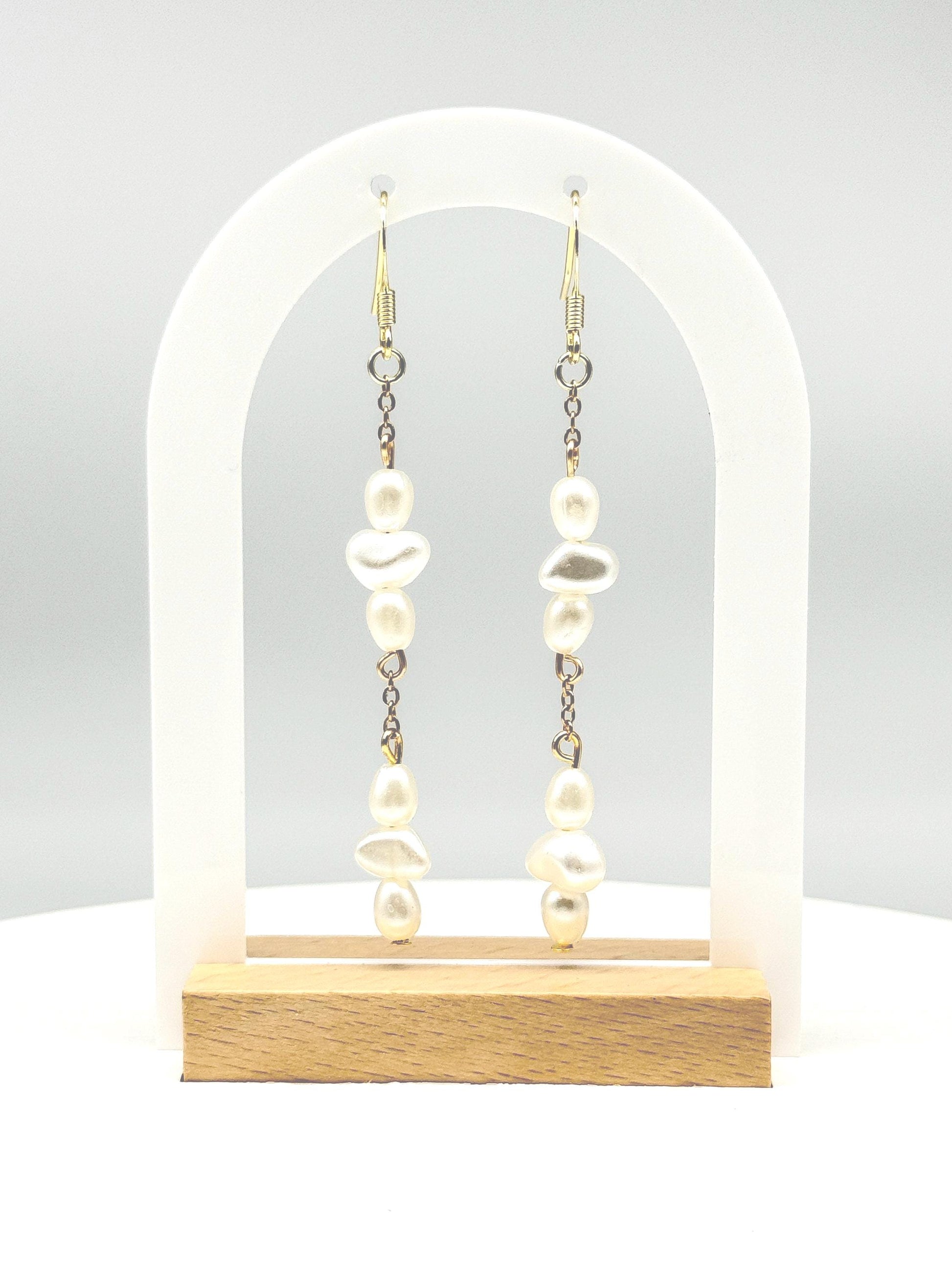 Handcrafted Baroque Faux Pearl Earrings – Three Length Options for Elegant Dangle Jewelry