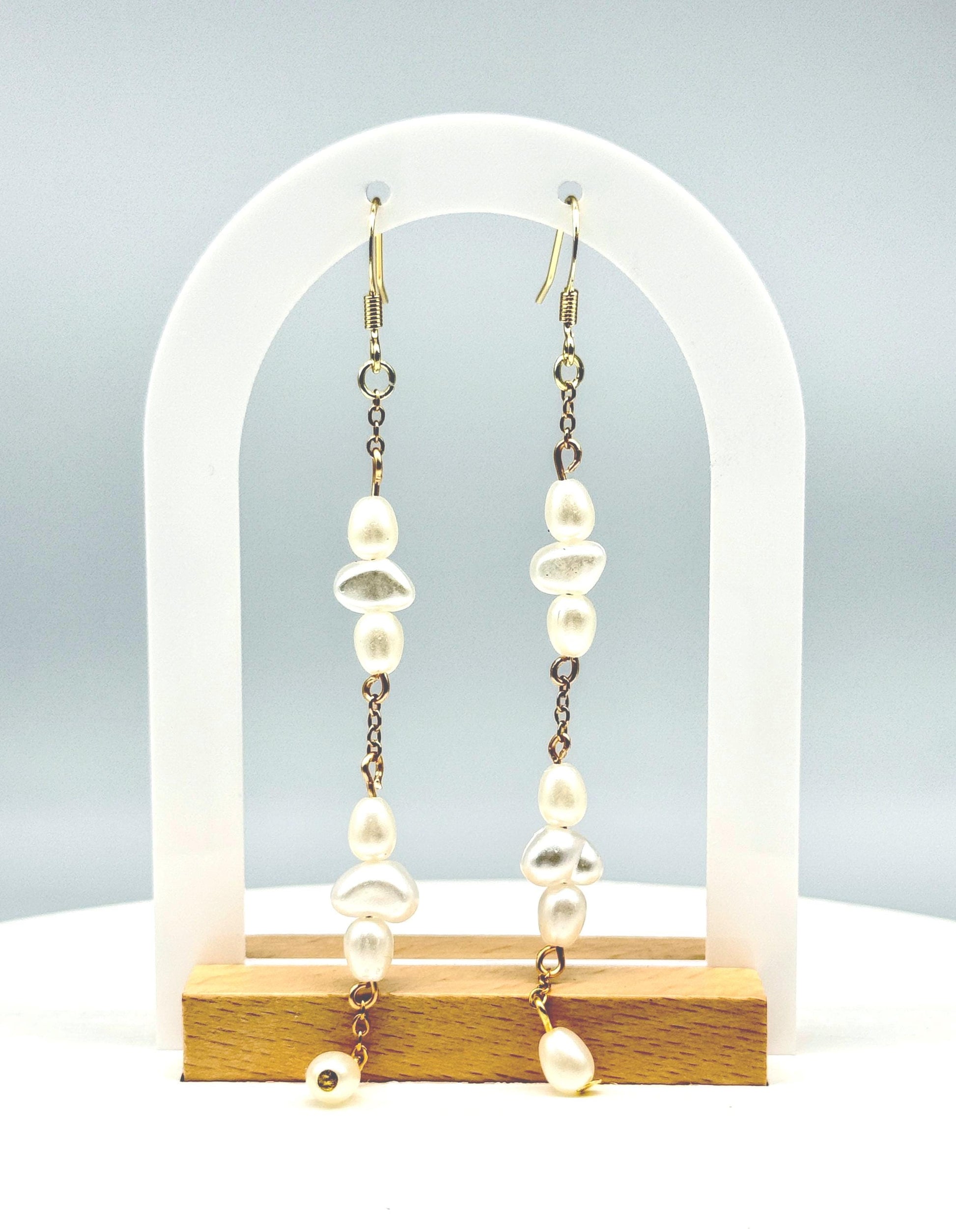 Handcrafted Baroque Faux Pearl Earrings – Three Length Options for Elegant Dangle Jewelry